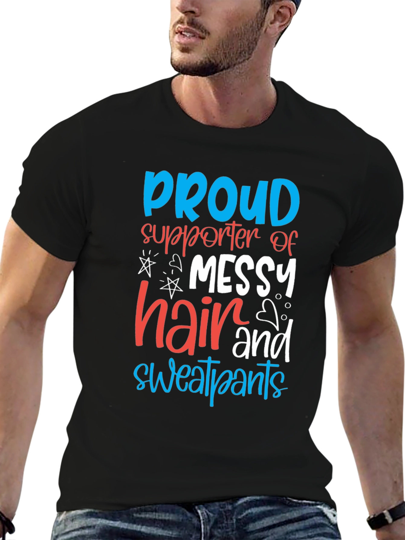 Camiseta Negra Proud Supporter Messy Hair