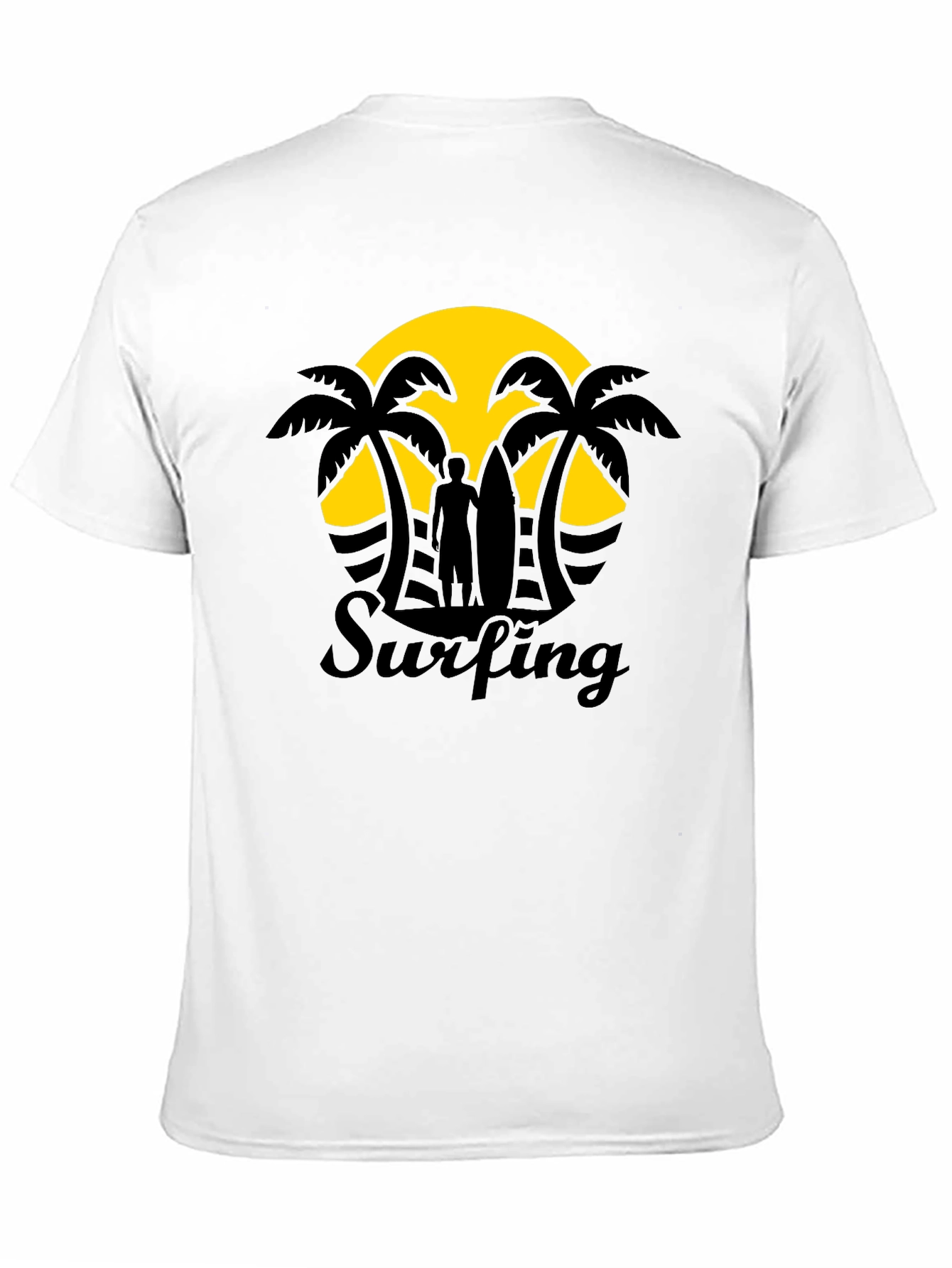 Camiseta Negra Estampado Surfing Sunset