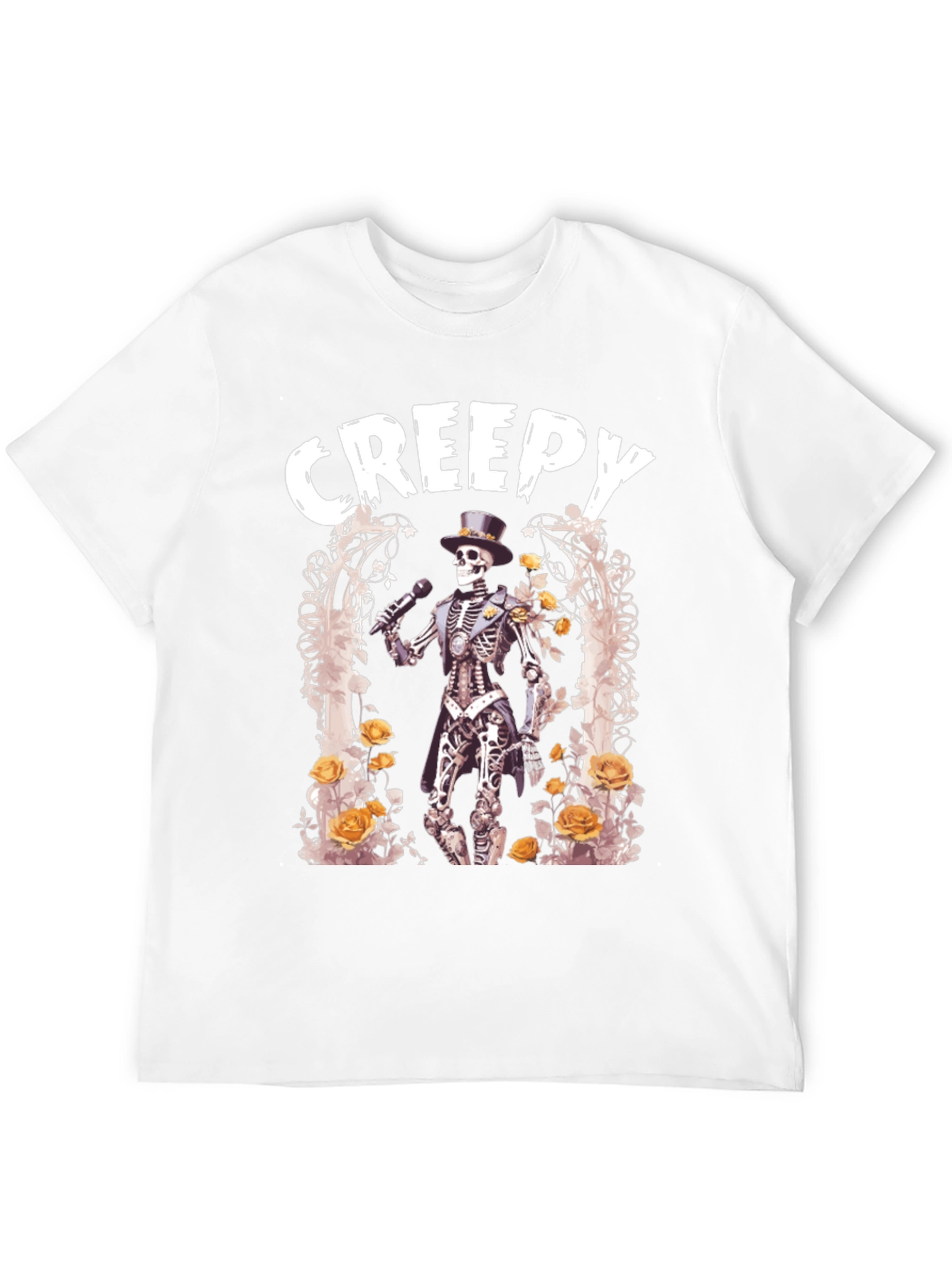 Camiseta Negra Creepy con Esqueleto Cantante