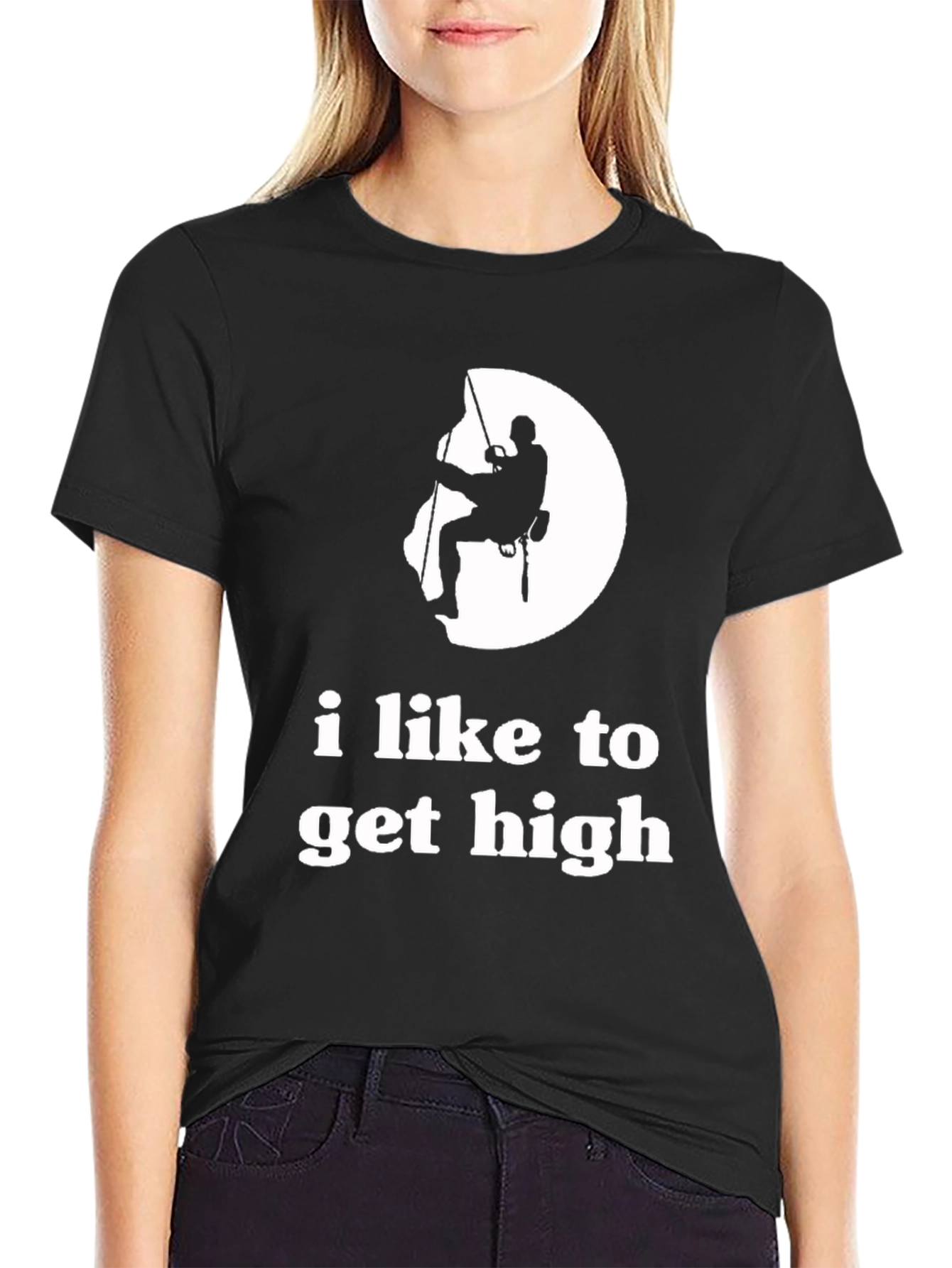 Camiseta Negra Me gusta escalar alto