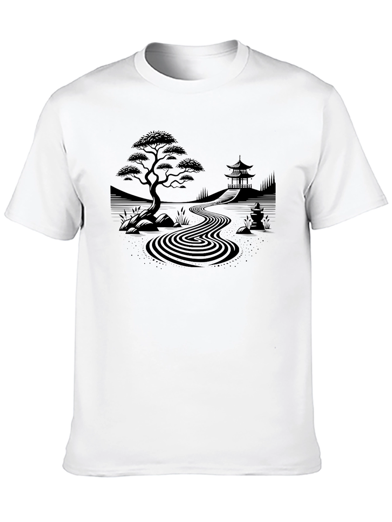 Camiseta Negra Zen: Jardín Japonés