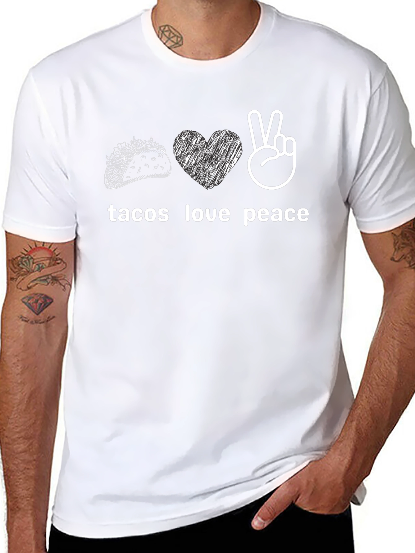 Camiseta Negra: Tacos Amor y Paz