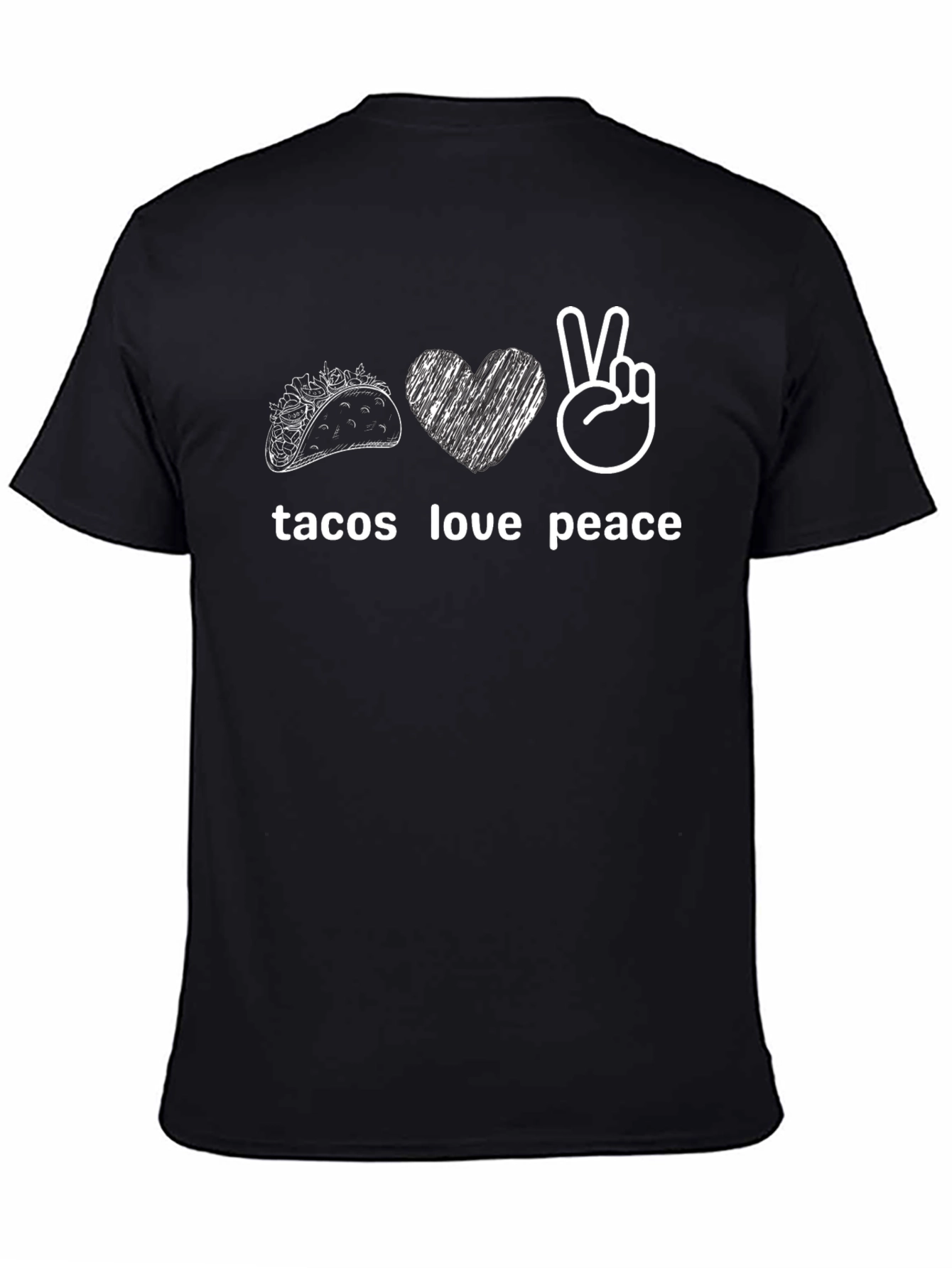 Camiseta Negra: Tacos Amor y Paz