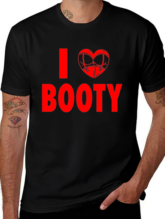 Camiseta Negra I Love Booty Roja - Humor Adulto