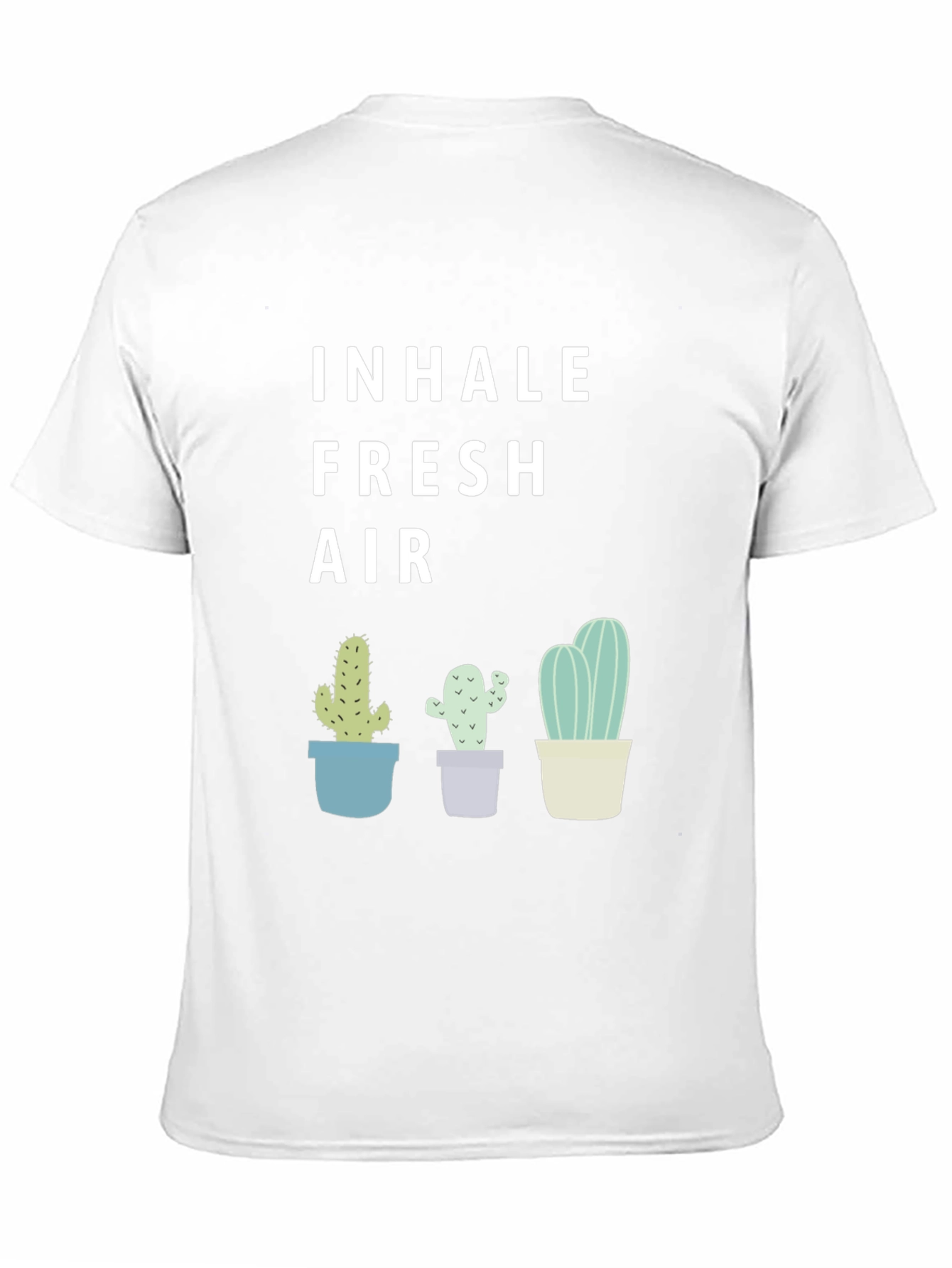 Camiseta Negra Inhale Fresh Air con Cactus