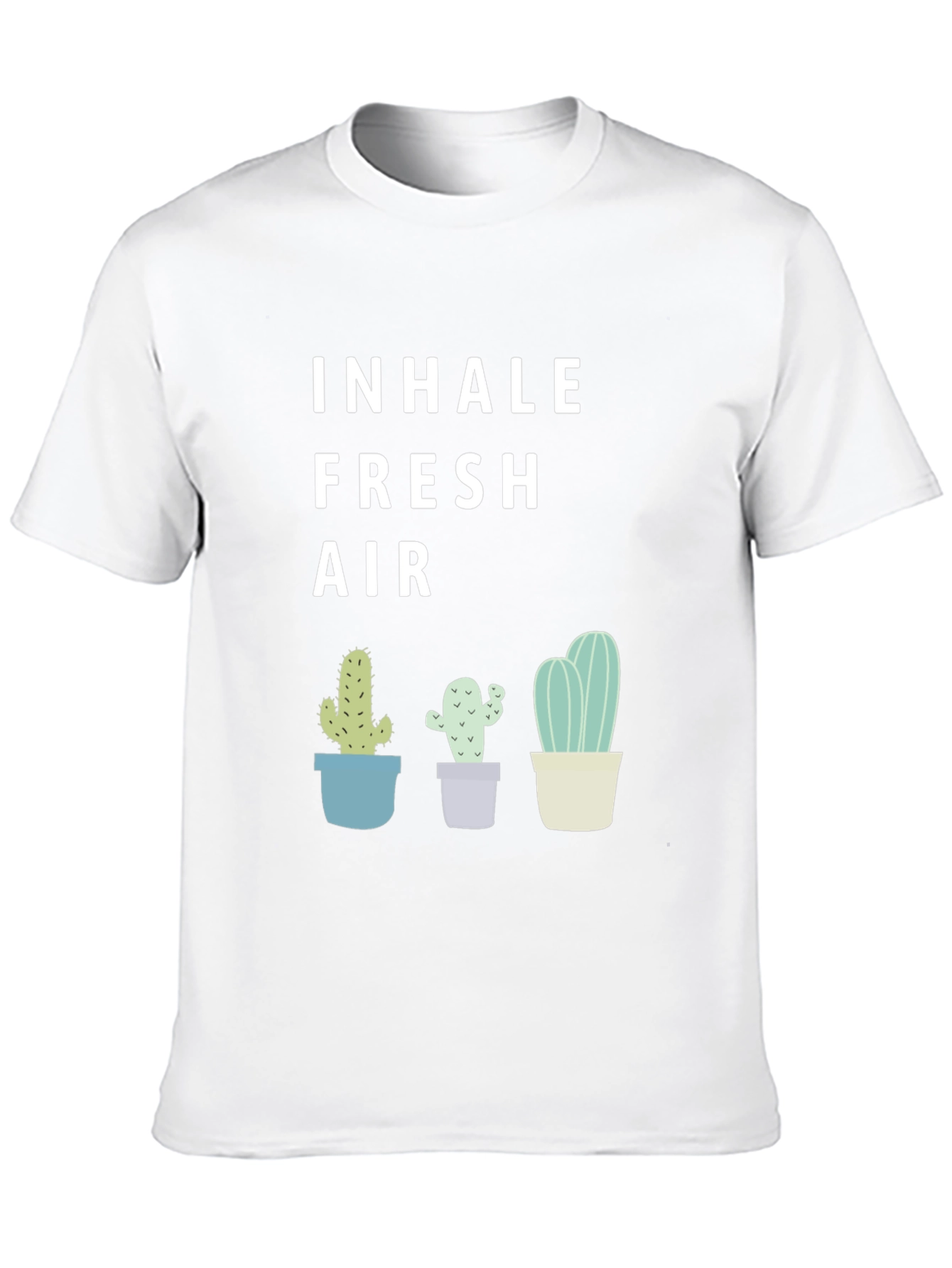 Camiseta Negra Inhale Fresh Air con Cactus