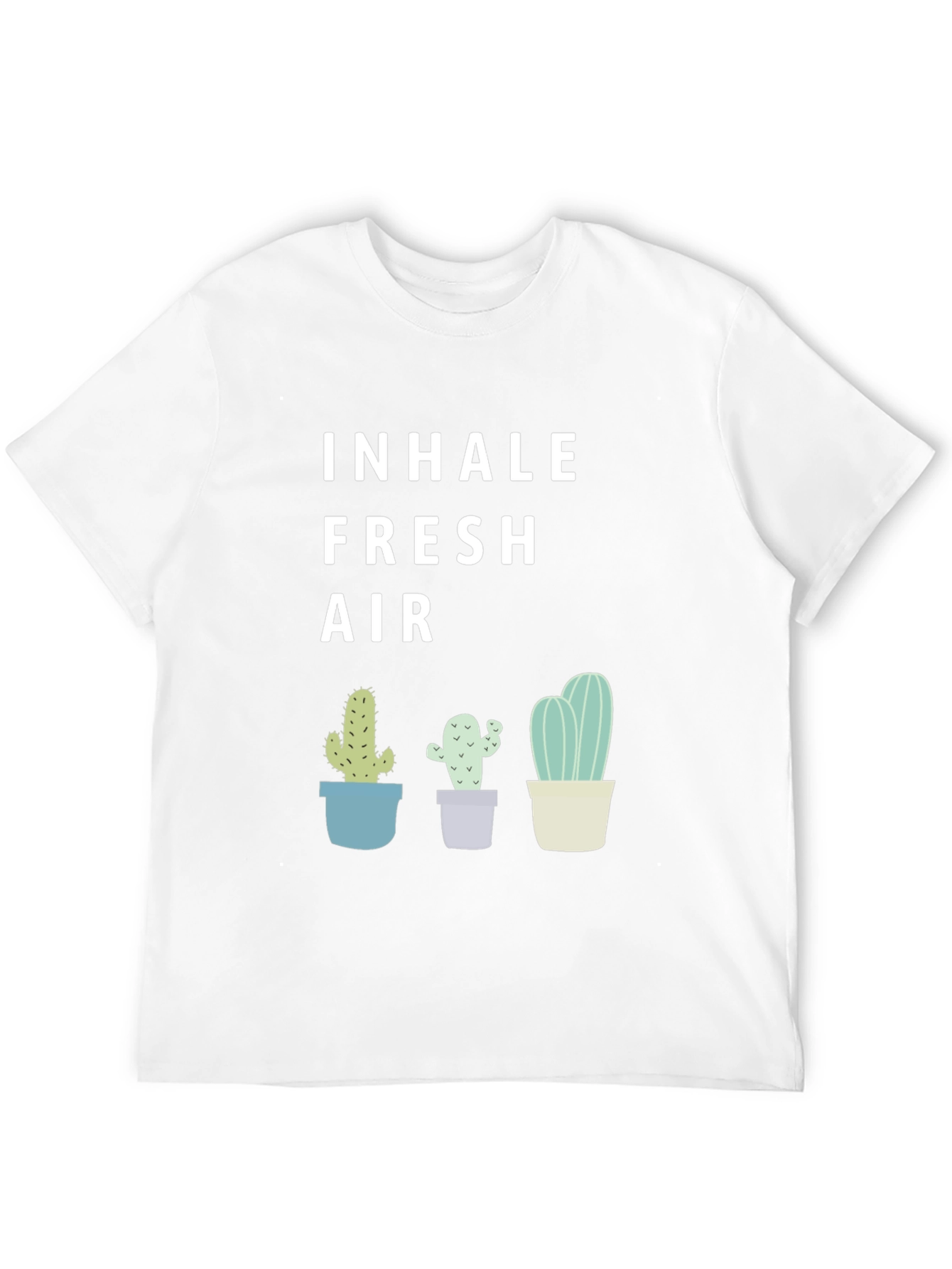 Camiseta Negra Inhale Fresh Air con Cactus