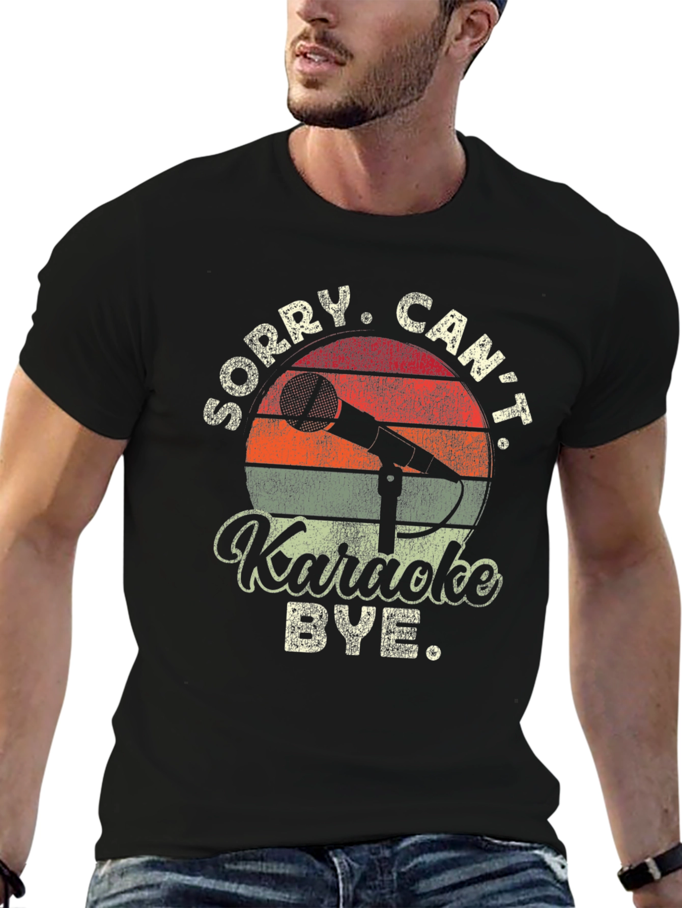 Camiseta Negra Divertida con Diseño Karaoke