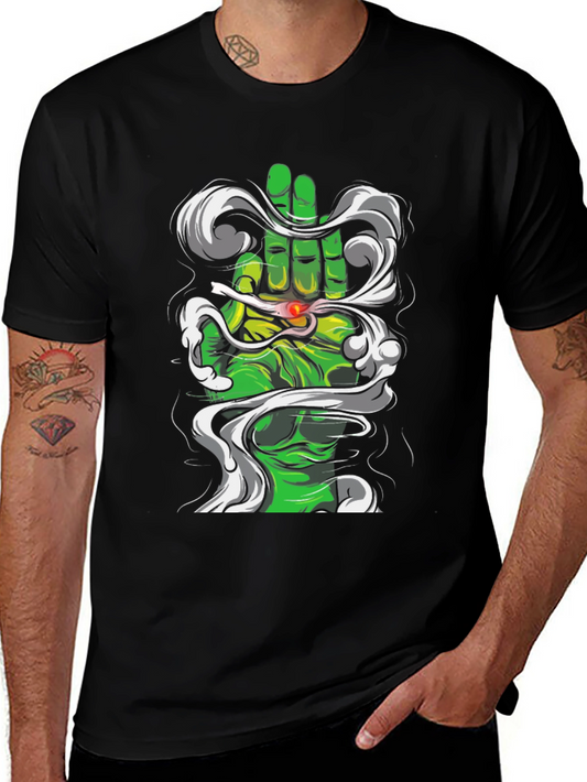 Camiseta Negra Diseño Mano Hulk Fumando