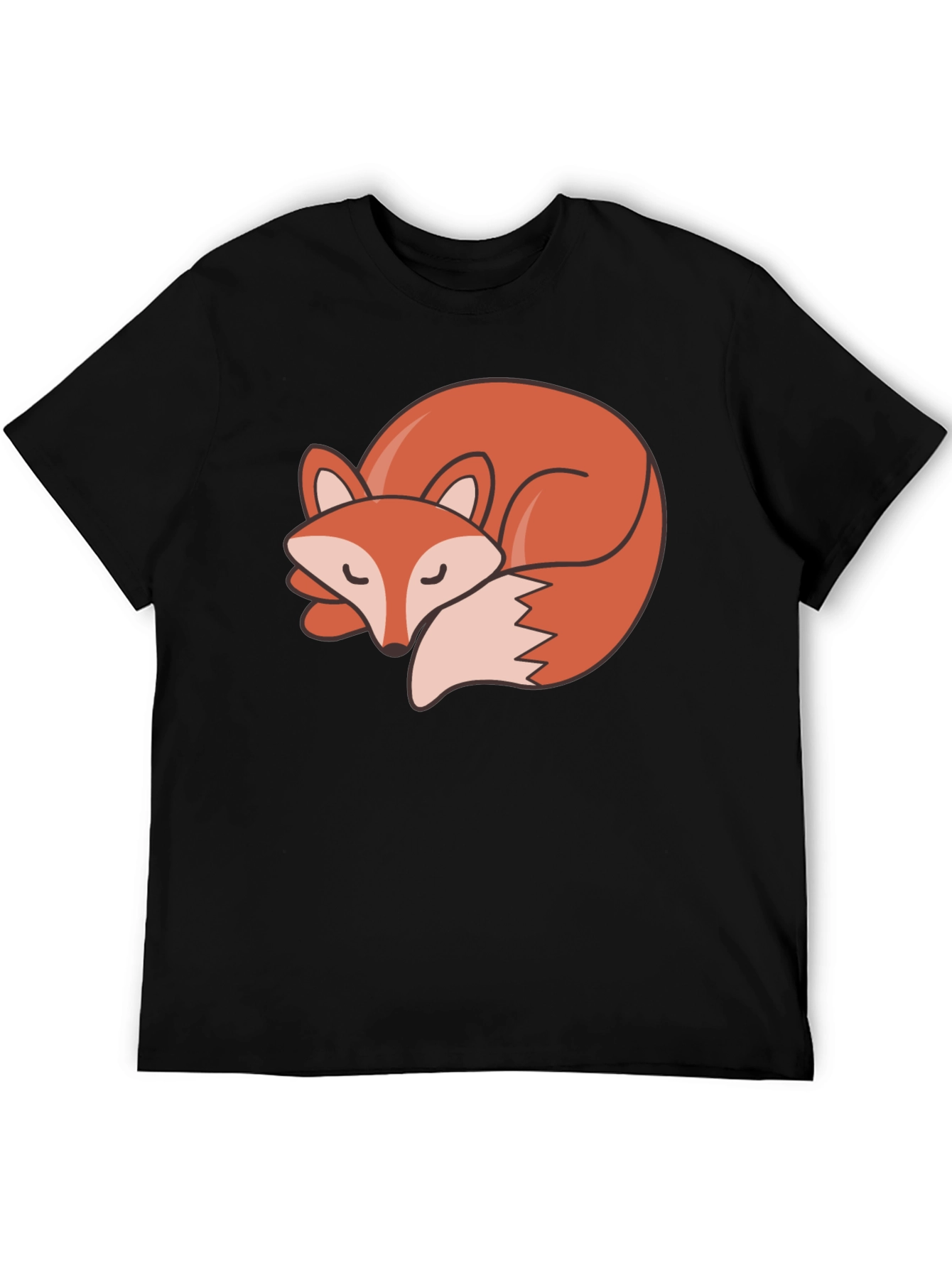 Camiseta Negra con Diseño de Zorro Dormilón