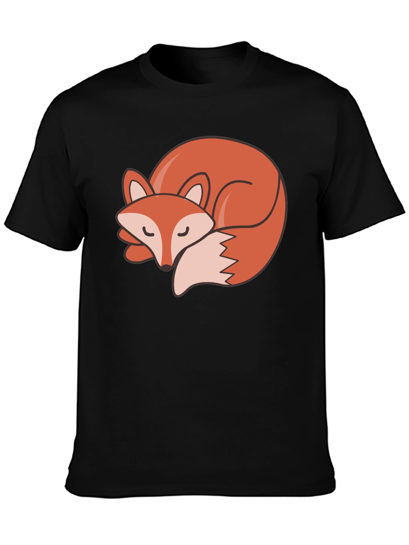 Camiseta Negra con Diseño de Zorro Dormilón