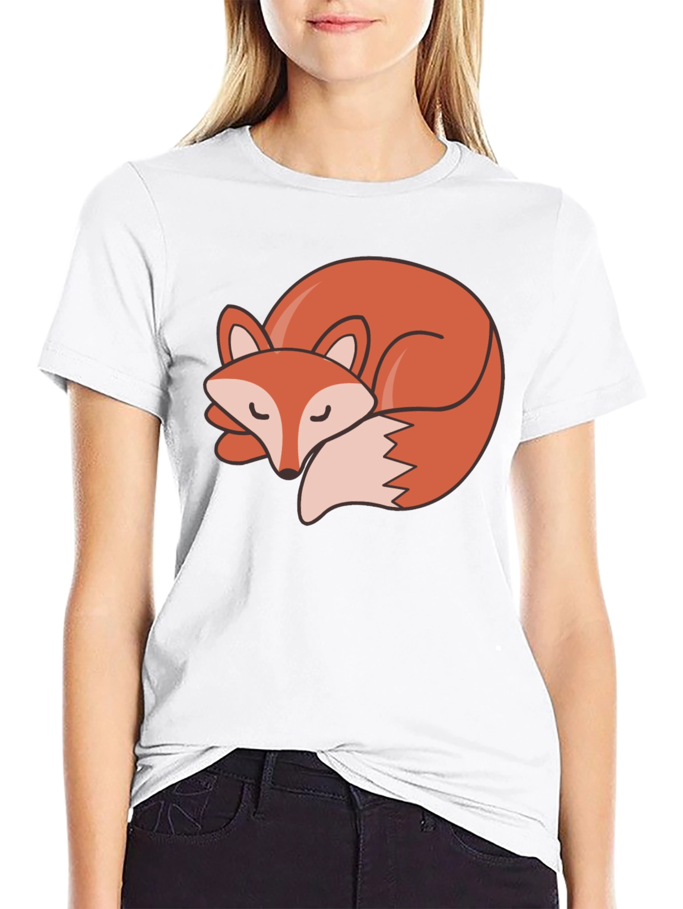 Camiseta Negra con Diseño de Zorro Dormilón