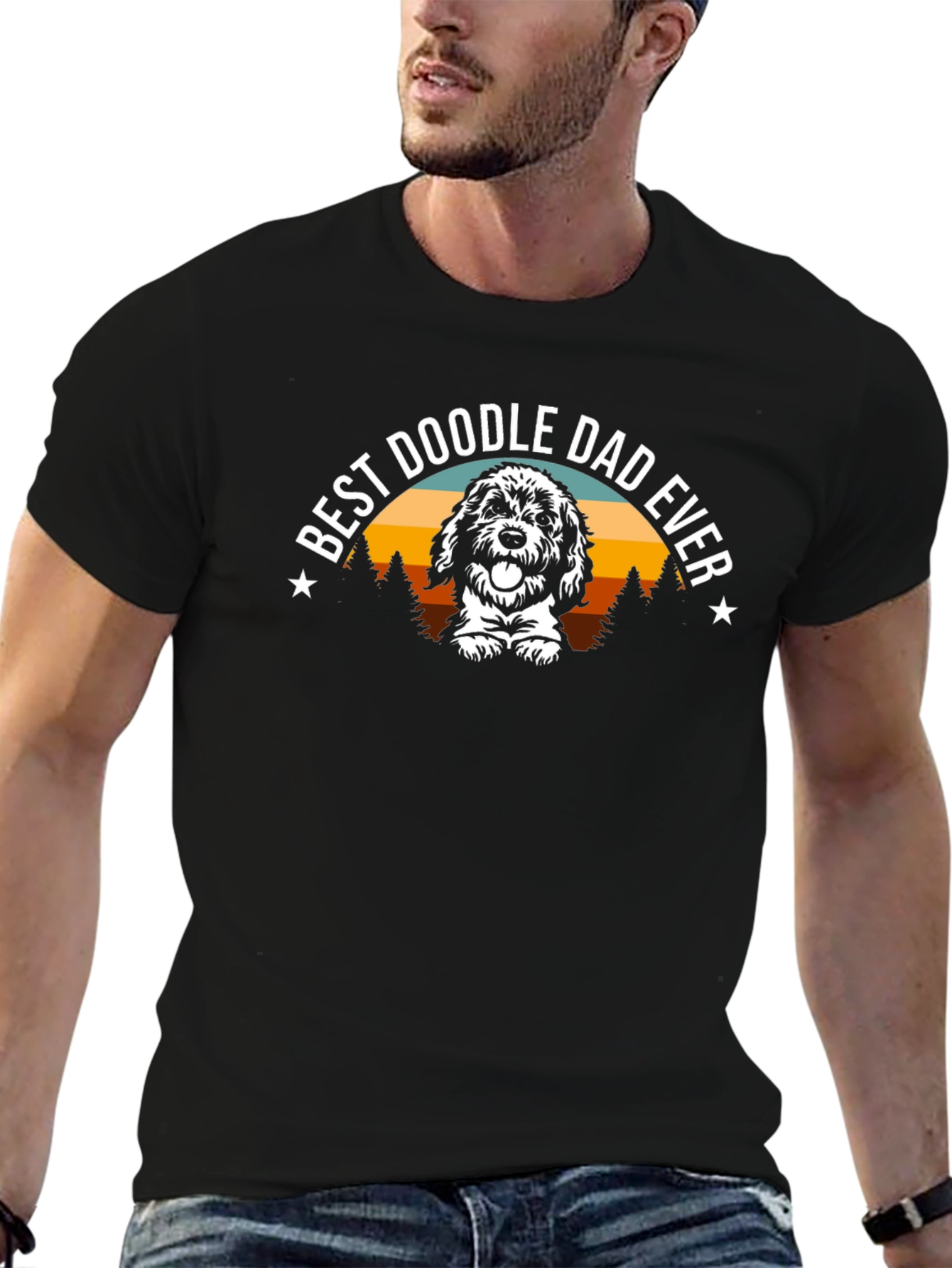 Camiseta Negra Best Doodle Dad Ever