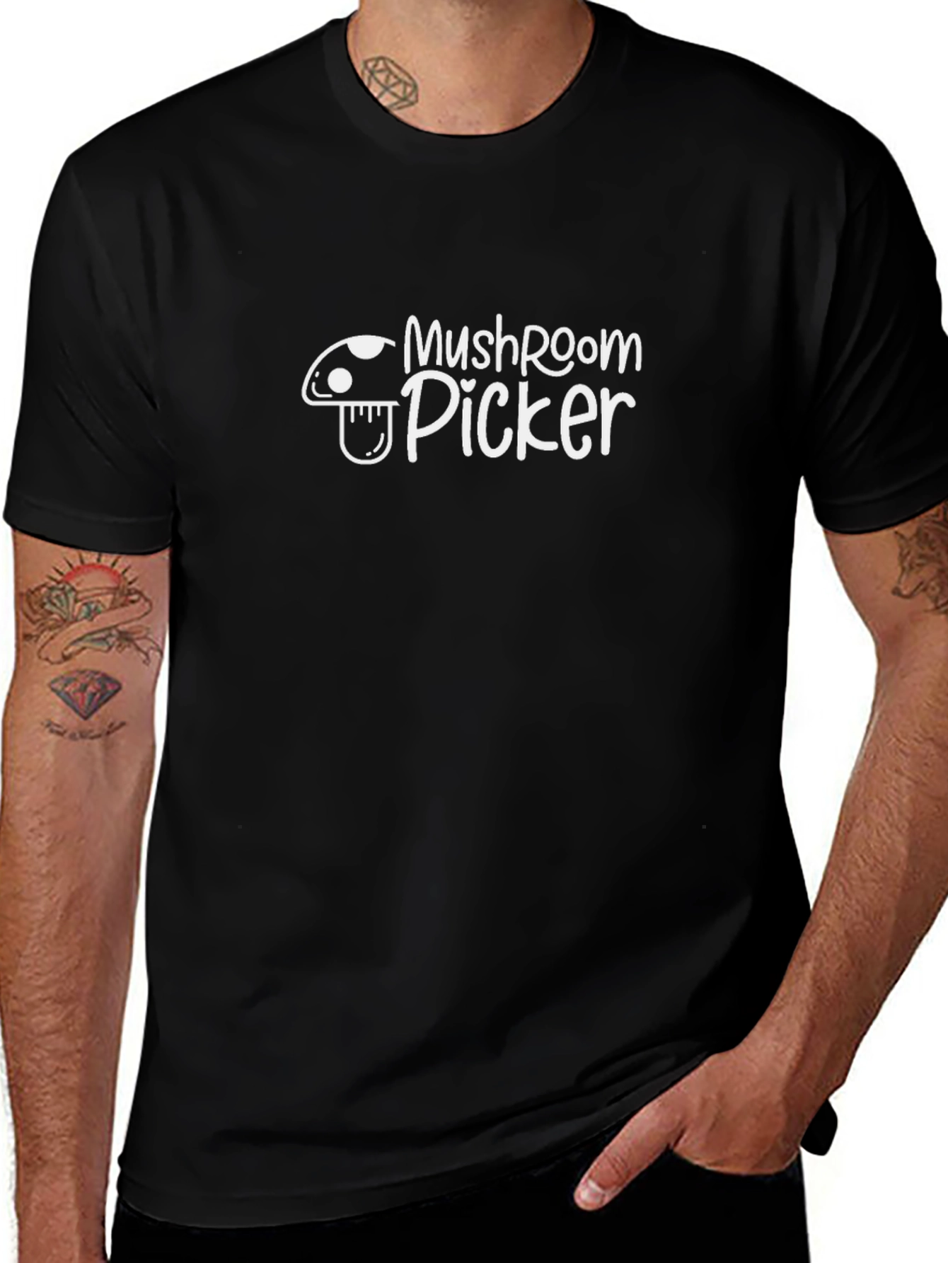 Camiseta Negra Mushroom Picker para Amantes de las Setas