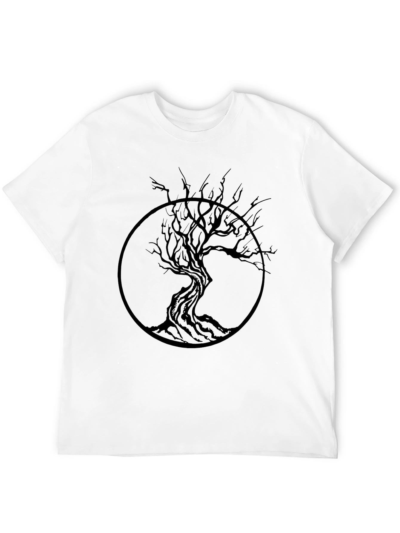 Camiseta Negra con Diseño de Árbol Circular