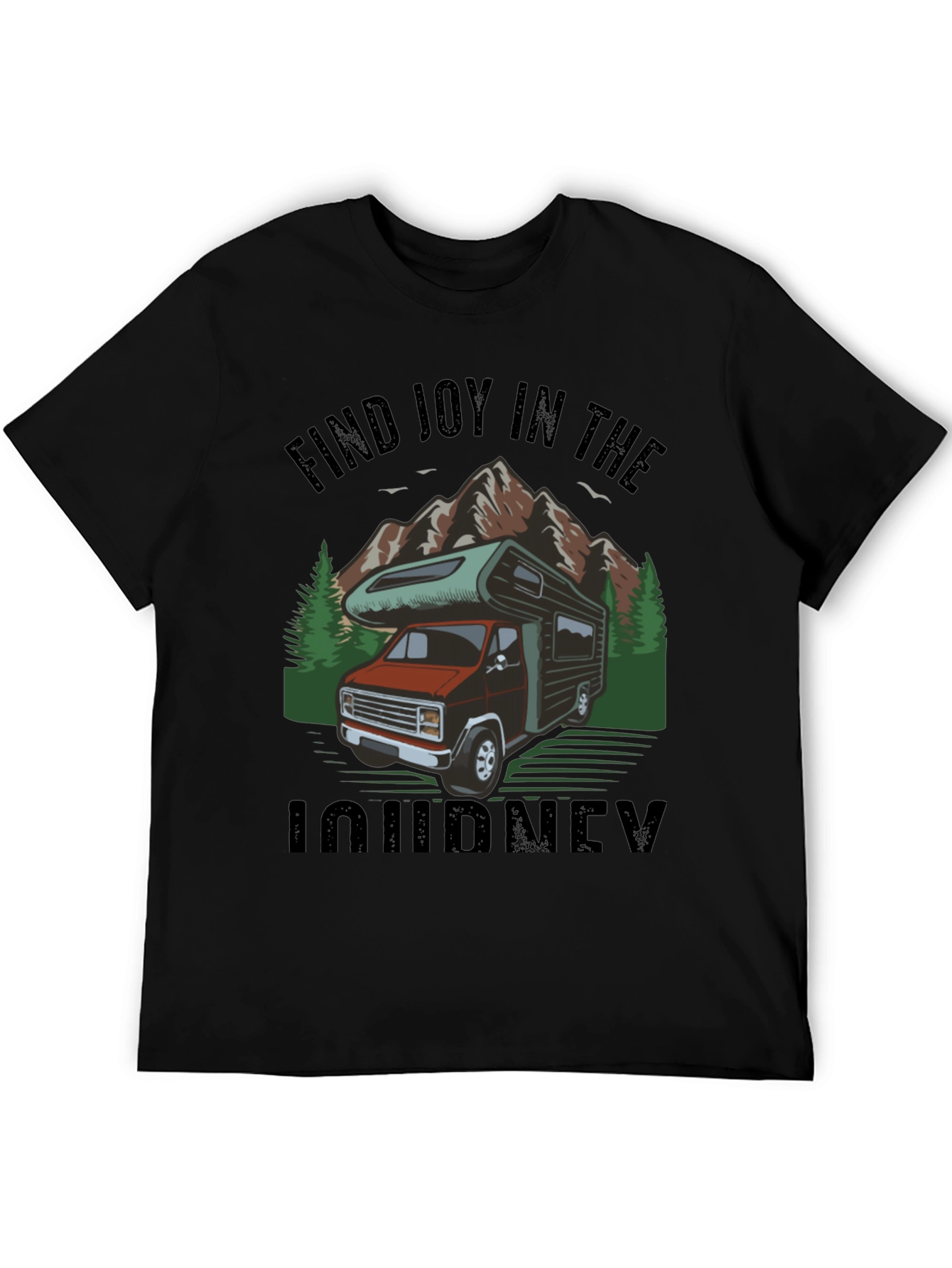 Camiseta Negra Encuentra Alegría en el Viaje