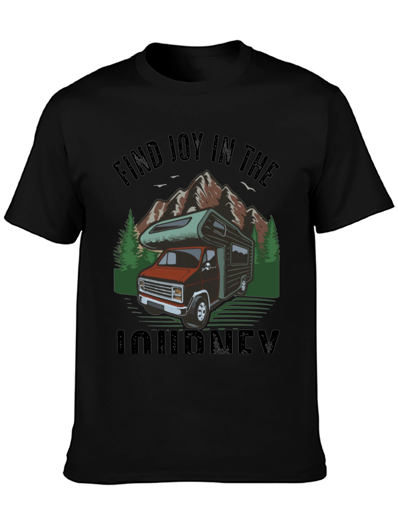 Camiseta Negra Encuentra Alegría en el Viaje