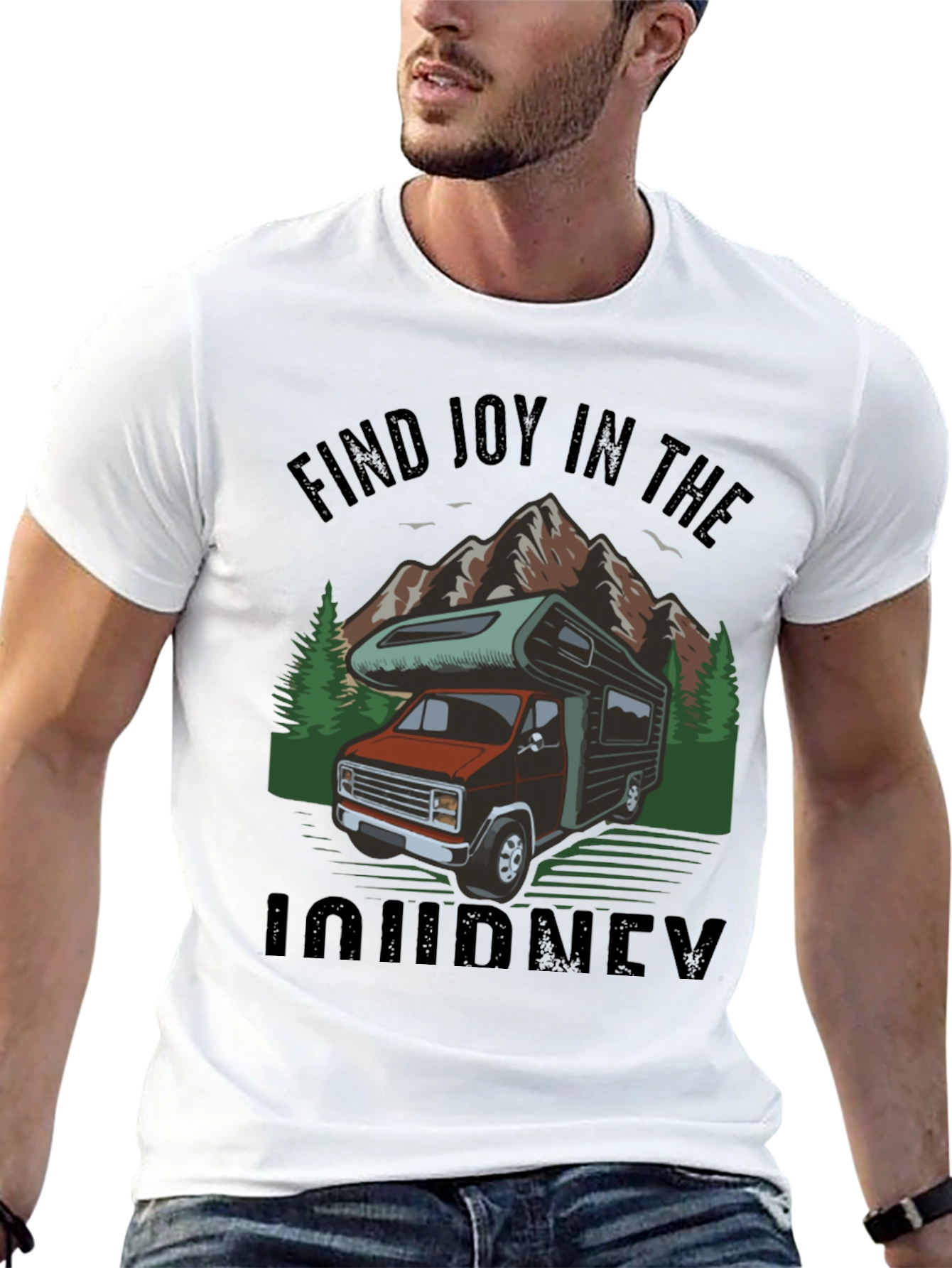 Camiseta Negra Encuentra Alegría en el Viaje