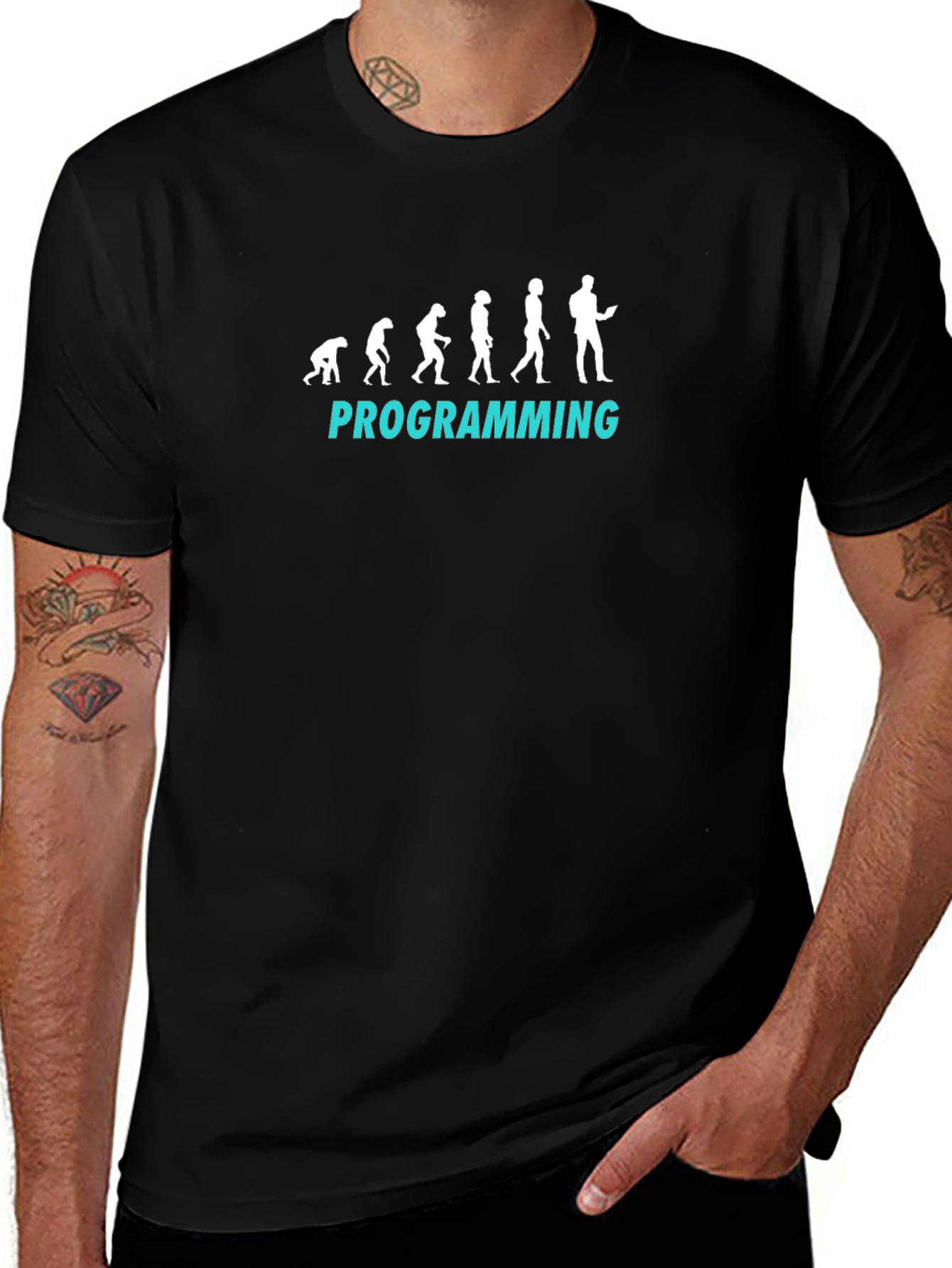Camiseta Negra Evolución Programación Hombre