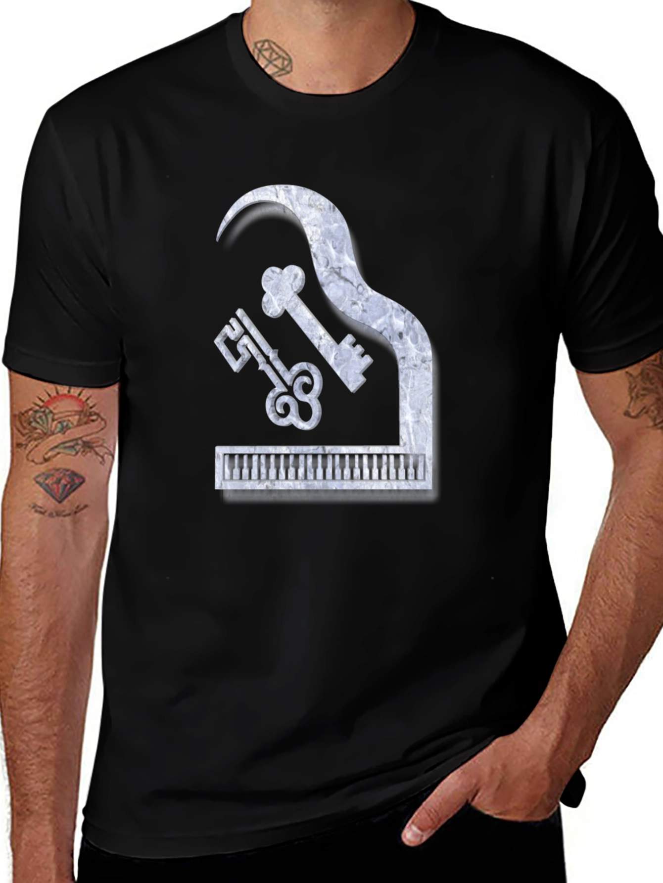 Camiseta Negra Piano Keys Diseño Único