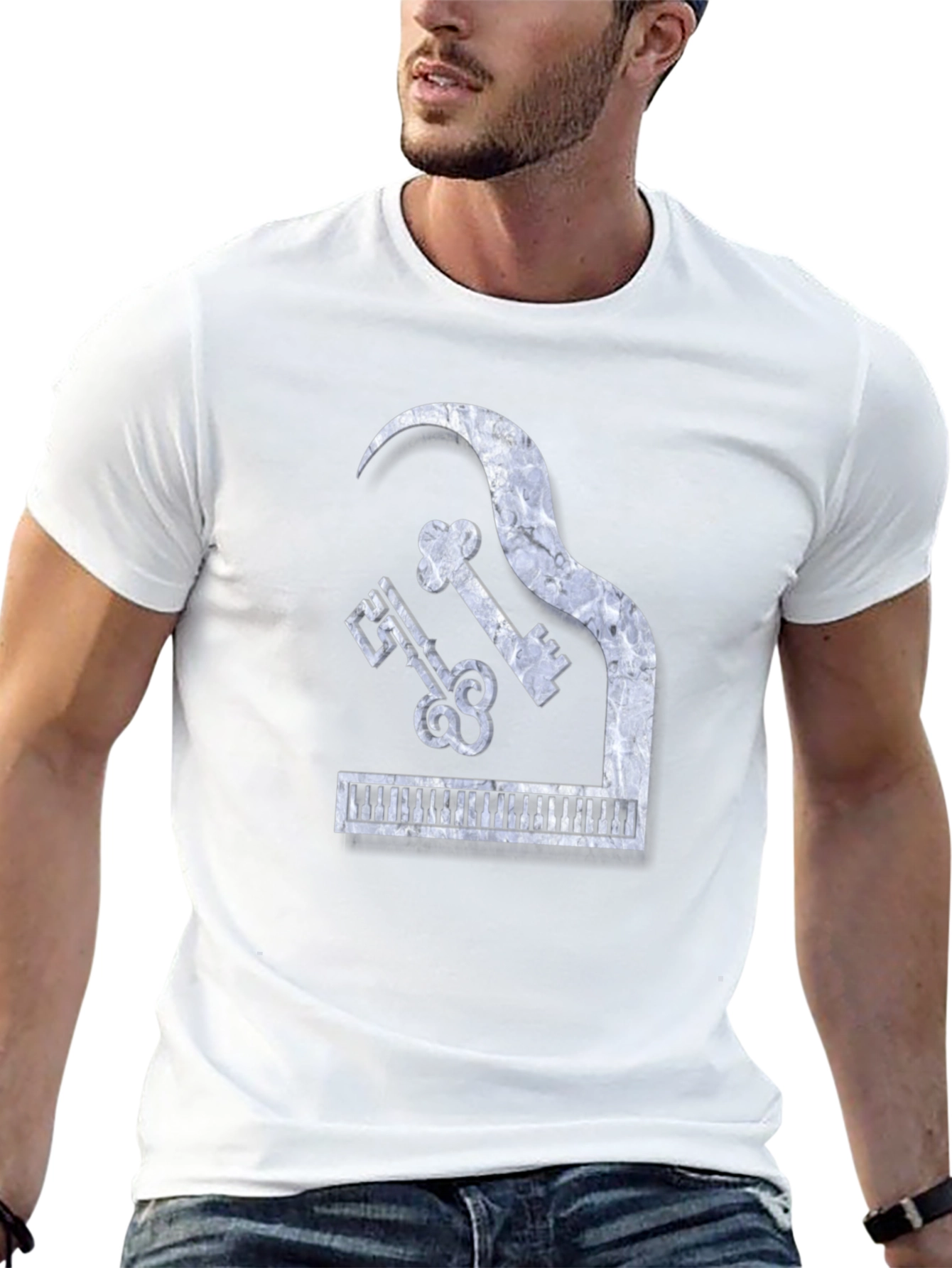 Camiseta Negra Piano Keys Diseño Único