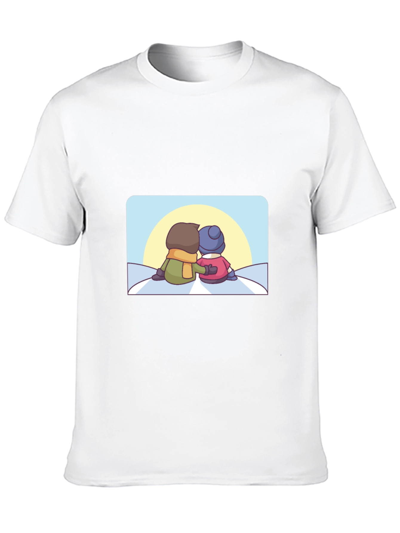 Camiseta Negra con Diseño de Pareja Invernal