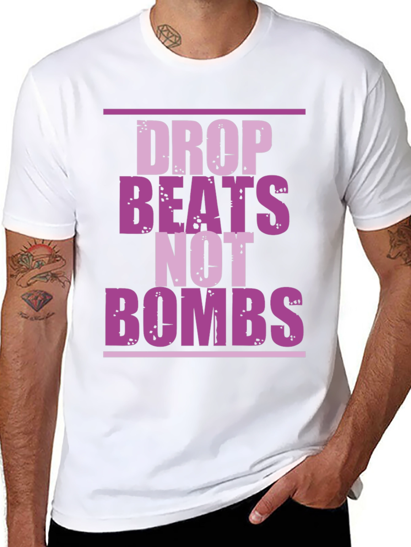 Camiseta Negra Drop Beats Not Bombs