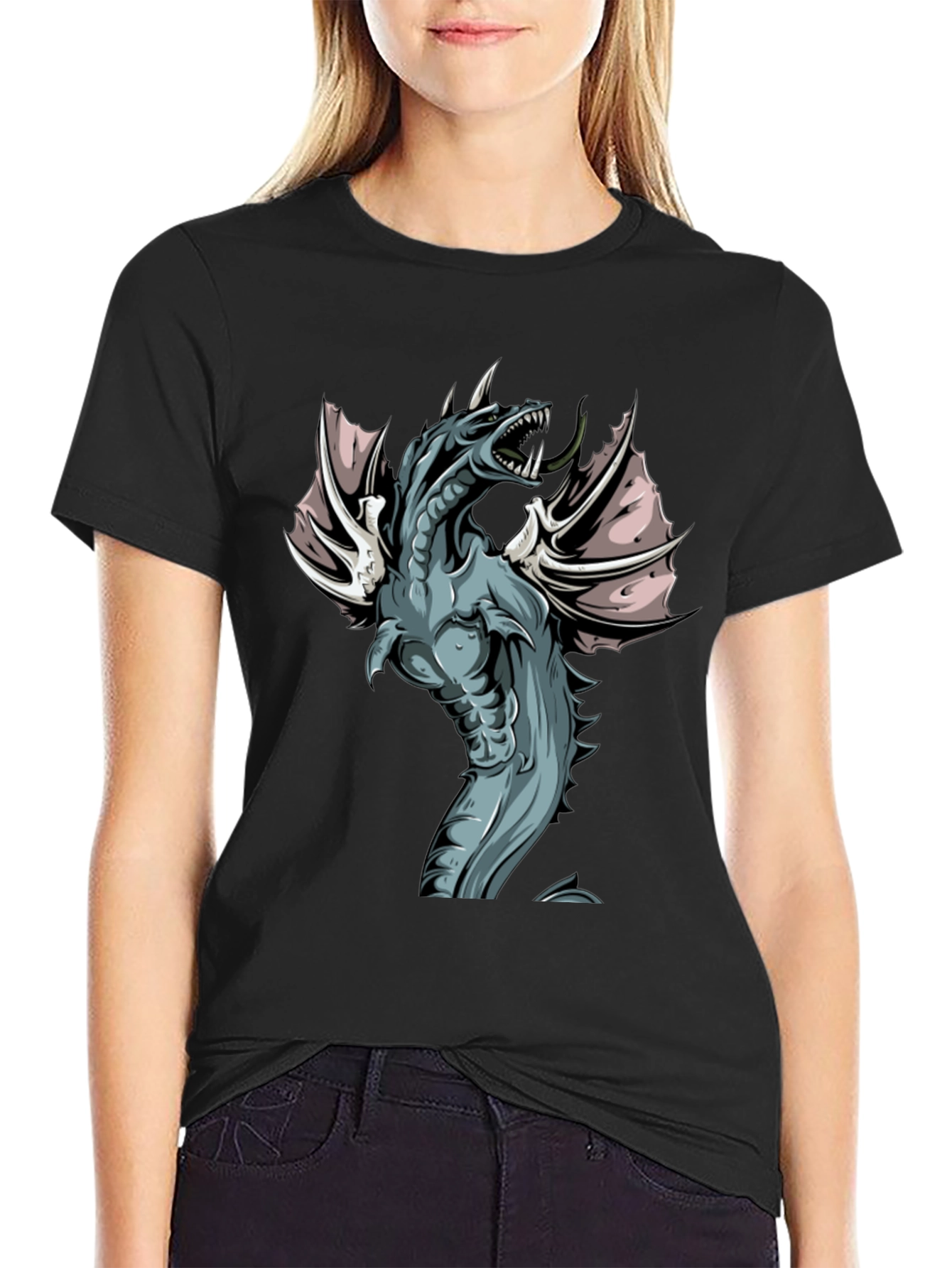 Camiseta Negra con Dragón Fantástico