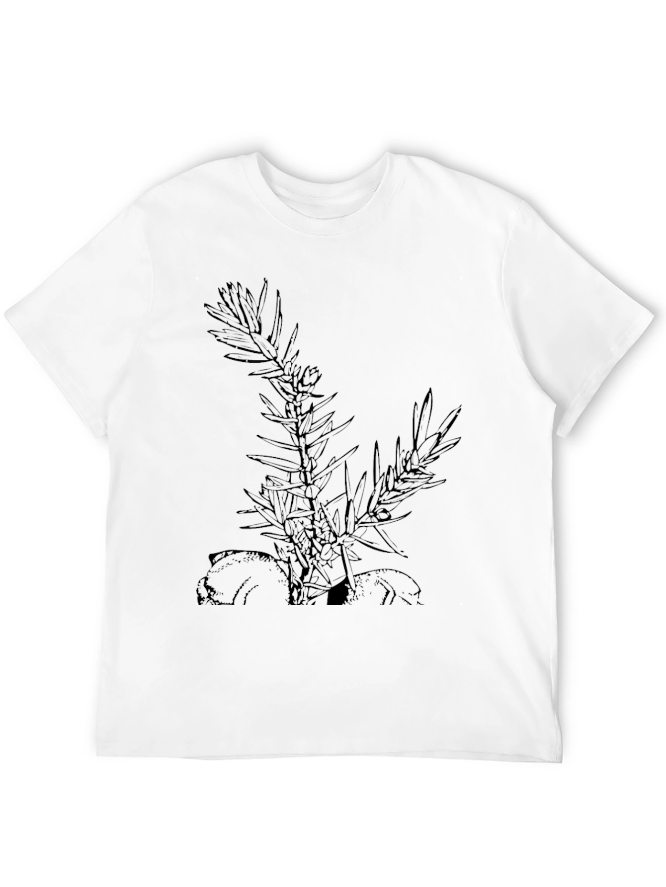 Camiseta Negra con Diseño Botánico Abstracto