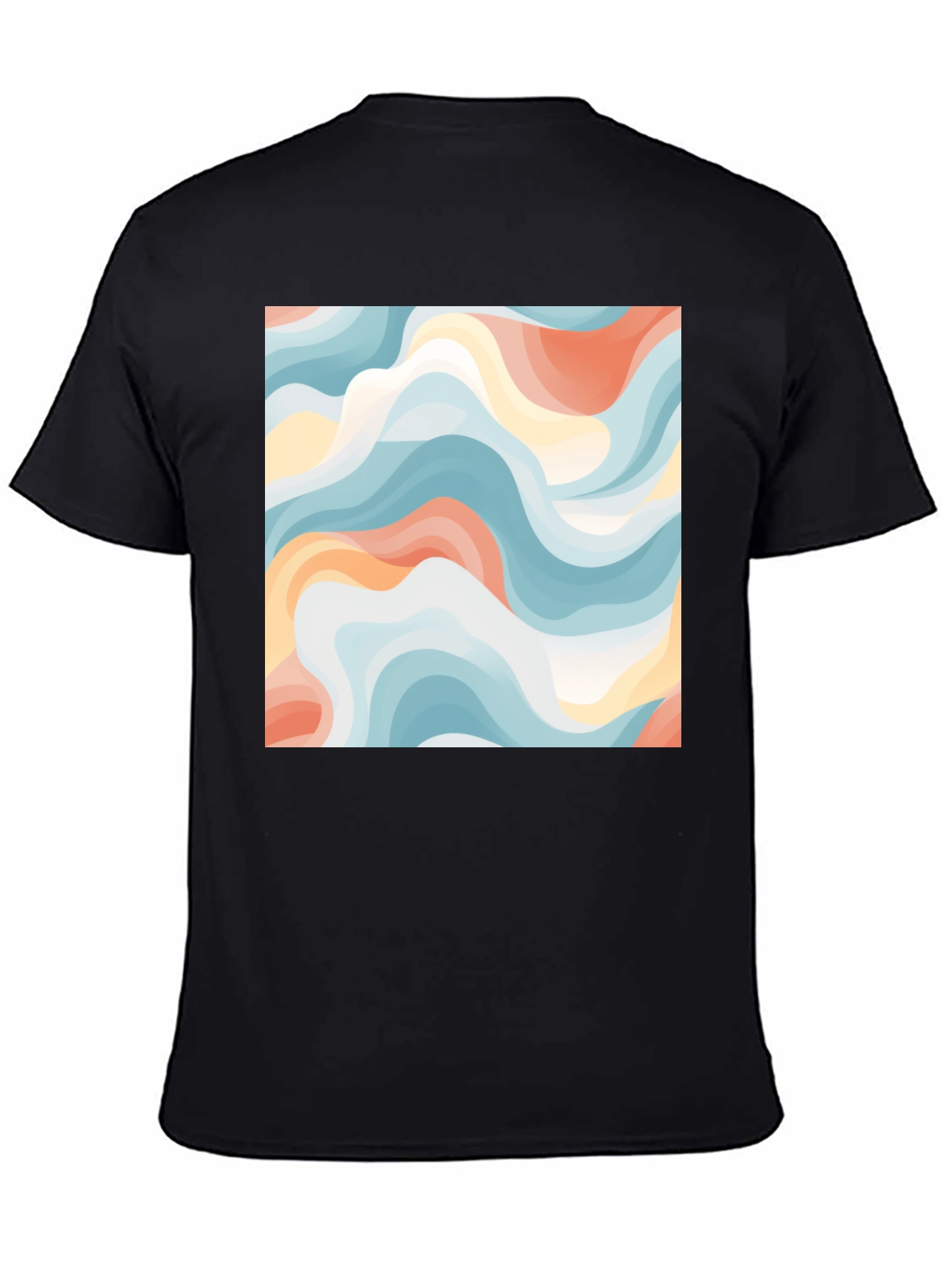 Camiseta Negra con Diseño Abstracto Ondulado