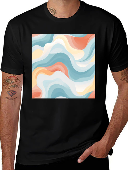 Camiseta Negra con Diseño Abstracto Ondulado
