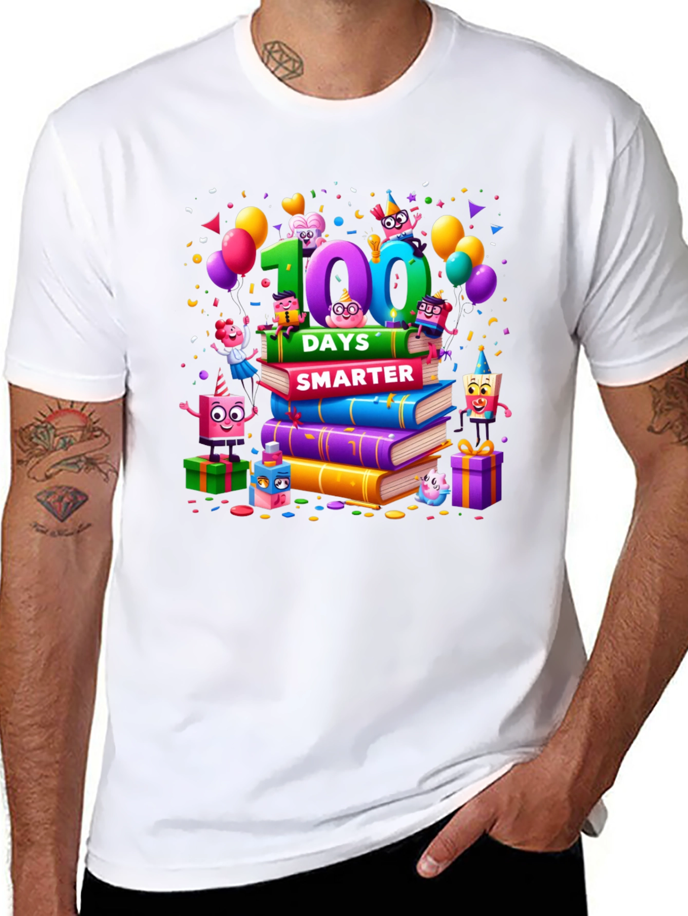 Camiseta Negra 100 Días Más Inteligente