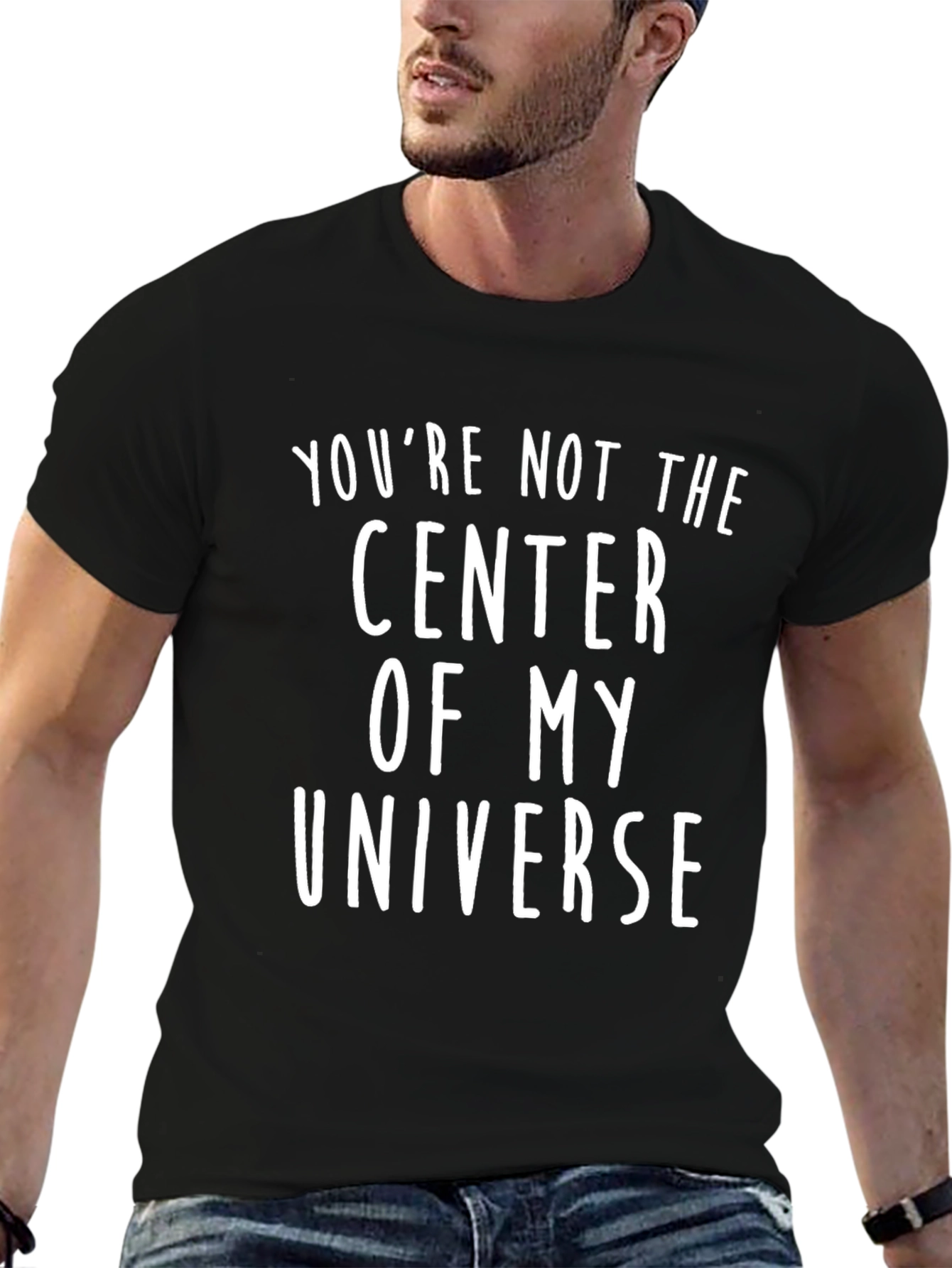 Camiseta Negra con Mensaje Divertido: No Eres Mi Universo