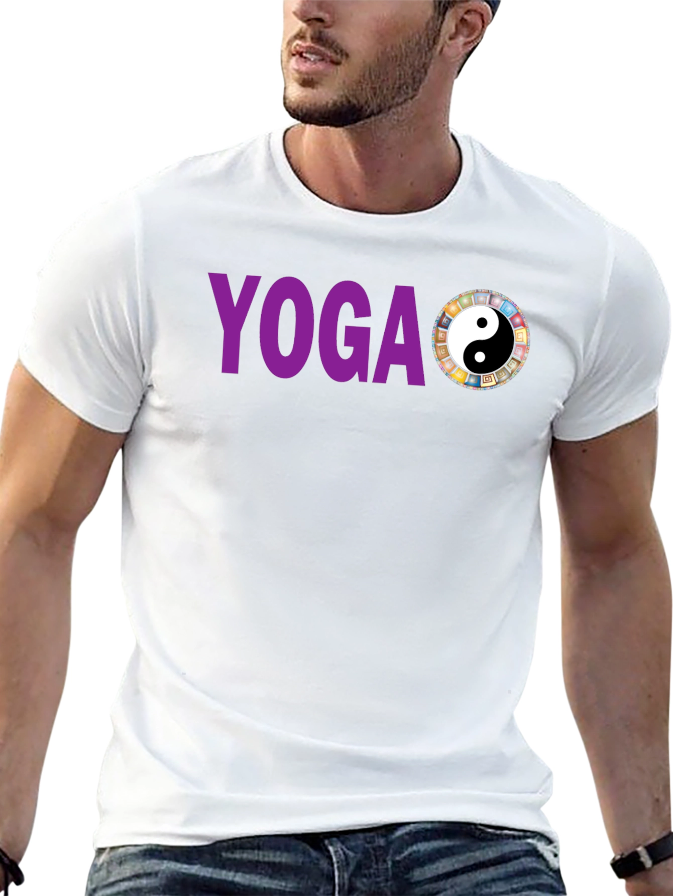 Camiseta Yoga Yin Yang Hombre Algodón Diseño Único