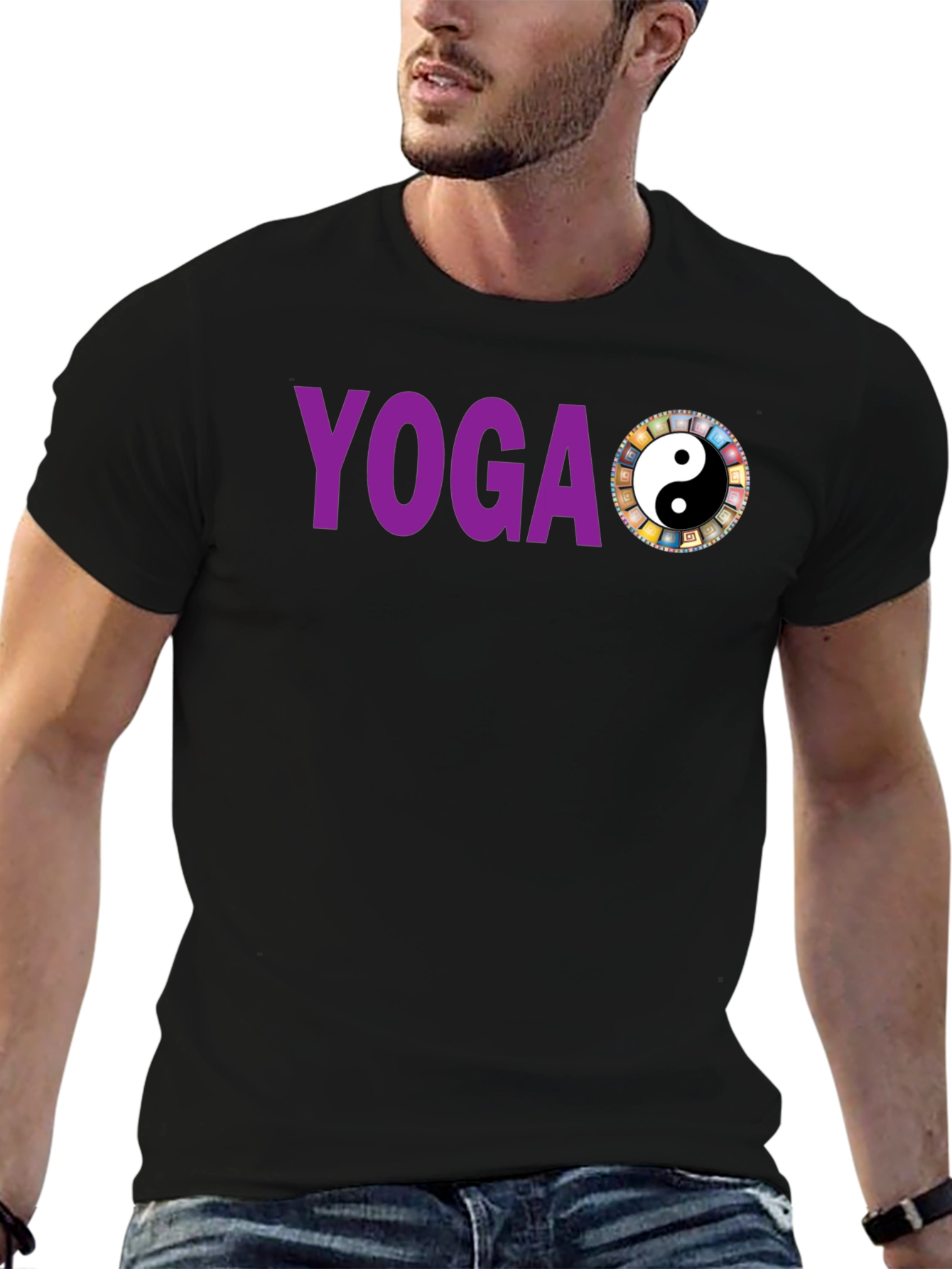 Camiseta Yoga Yin Yang Hombre Algodón Diseño Único