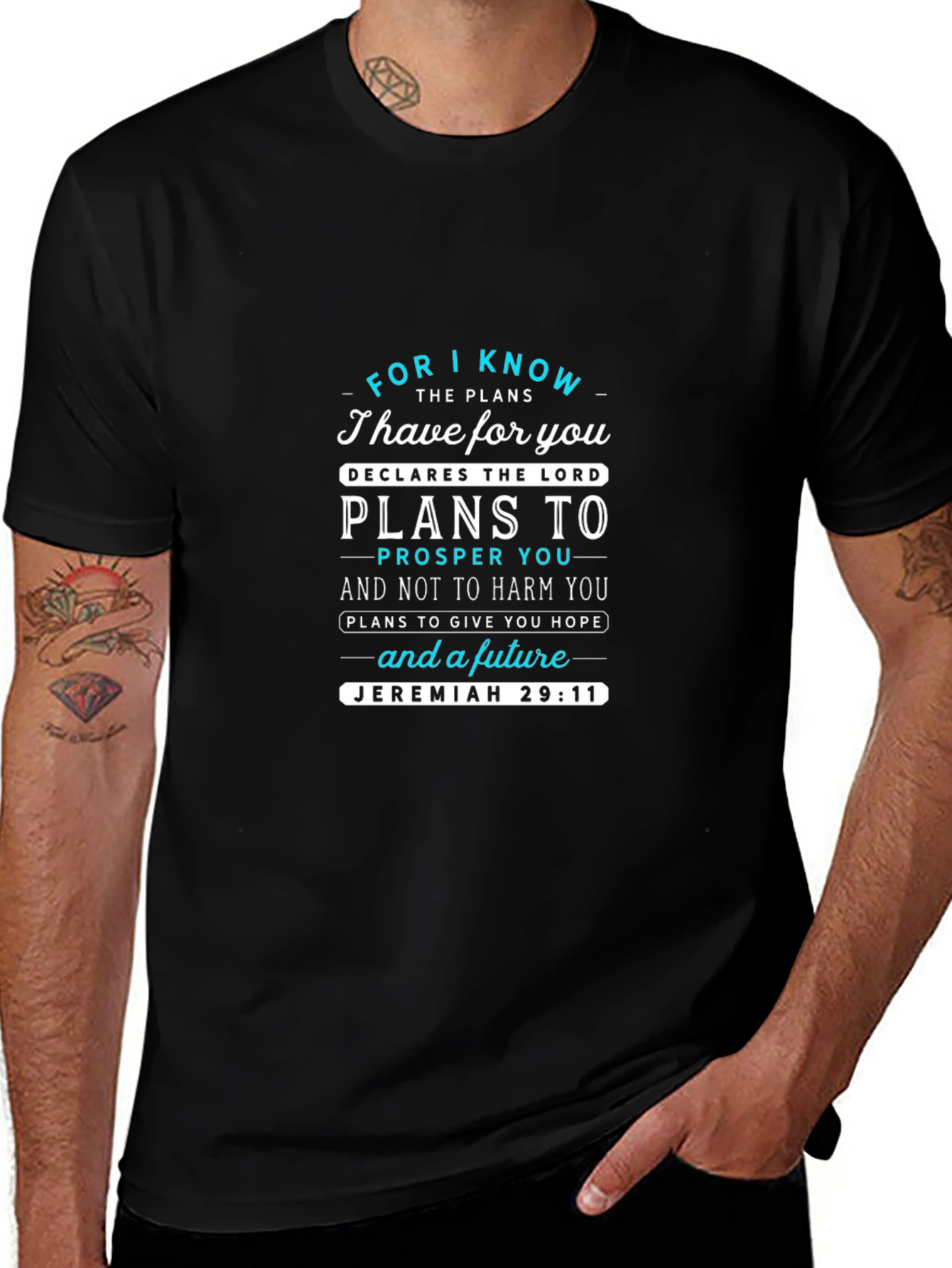Camiseta Negra con Mensaje Inspirador Jeremías 29:11