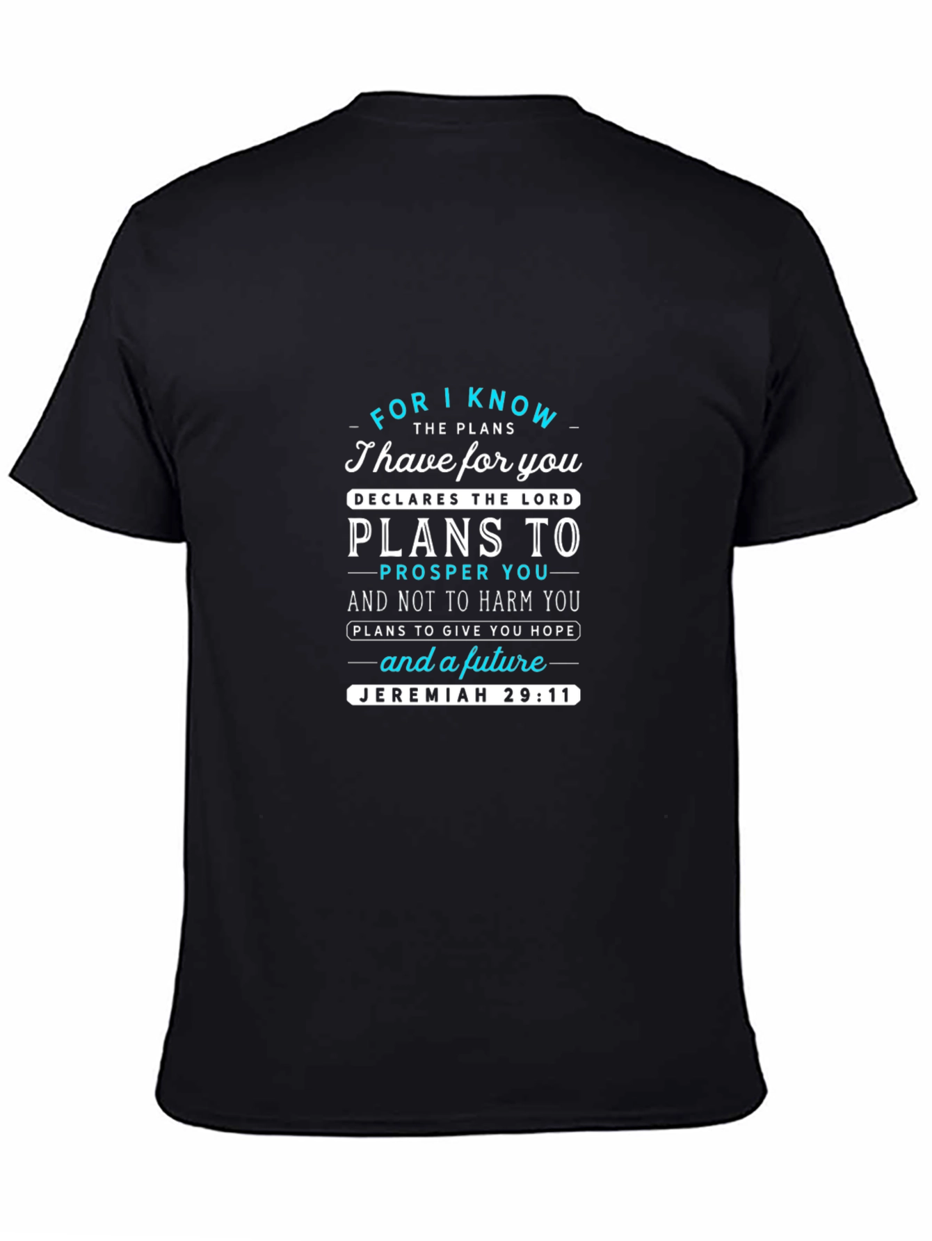 Camiseta Negra con Mensaje Inspirador Jeremías 29:11