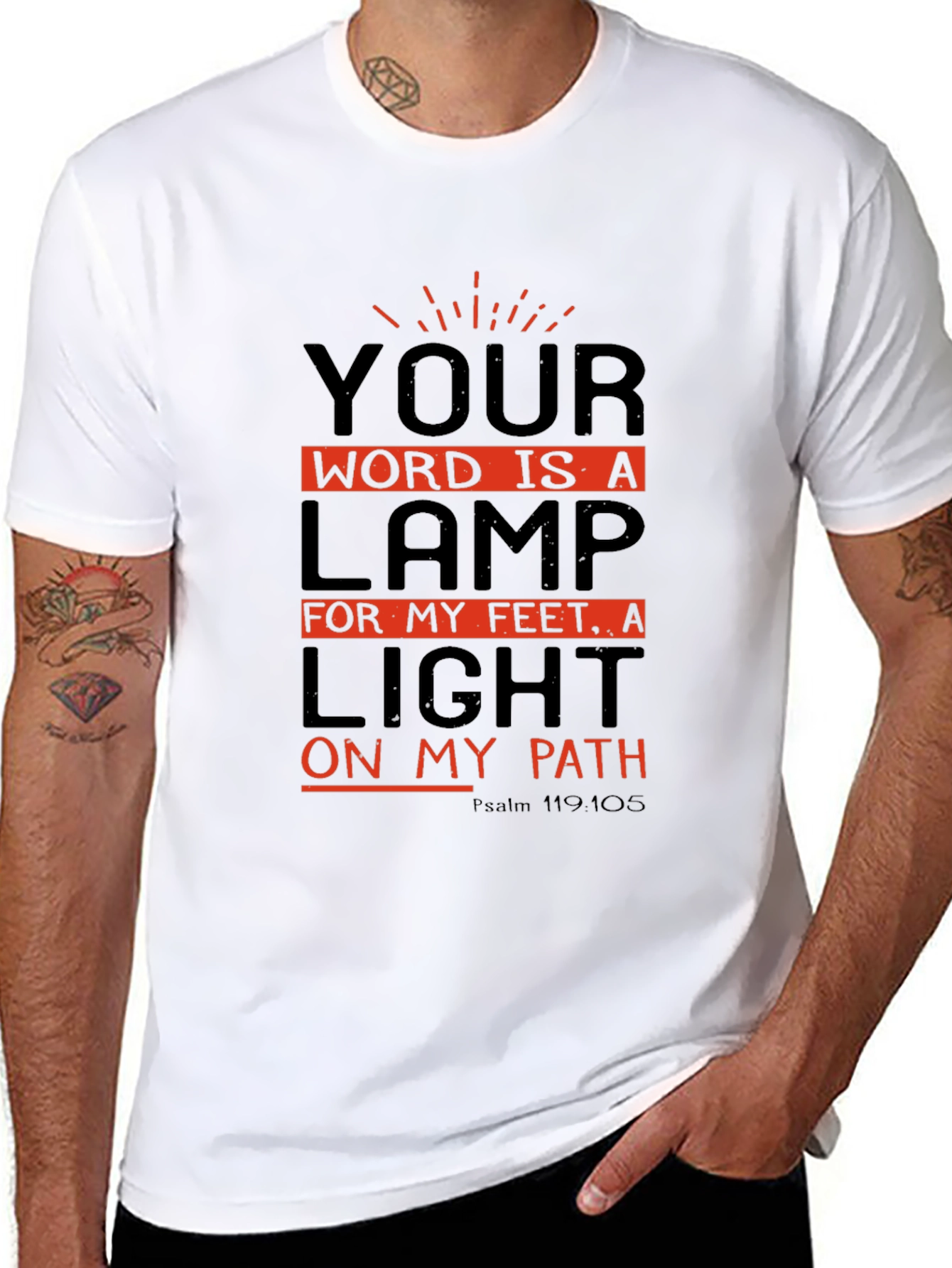 Camiseta Negra con Diseño Inspirador de Salmos