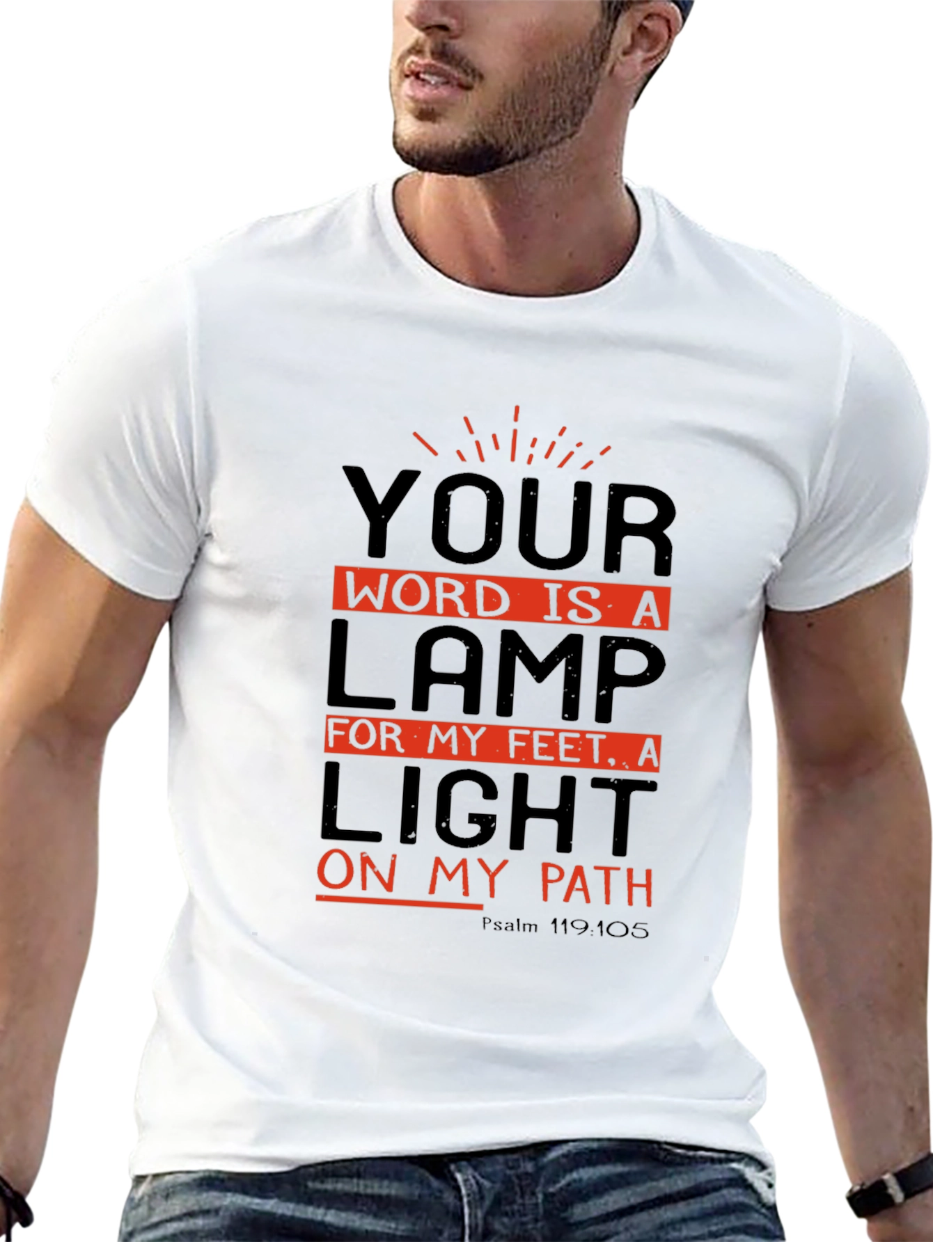 Camiseta Negra con Diseño Inspirador de Salmos