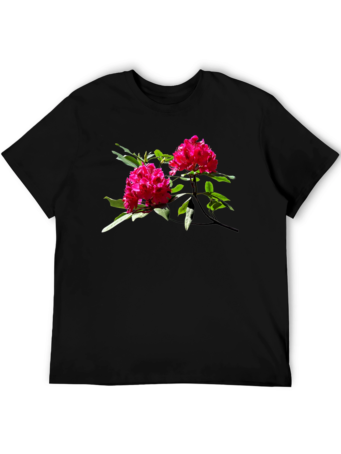 Camiseta Negra con Flores Rosadas