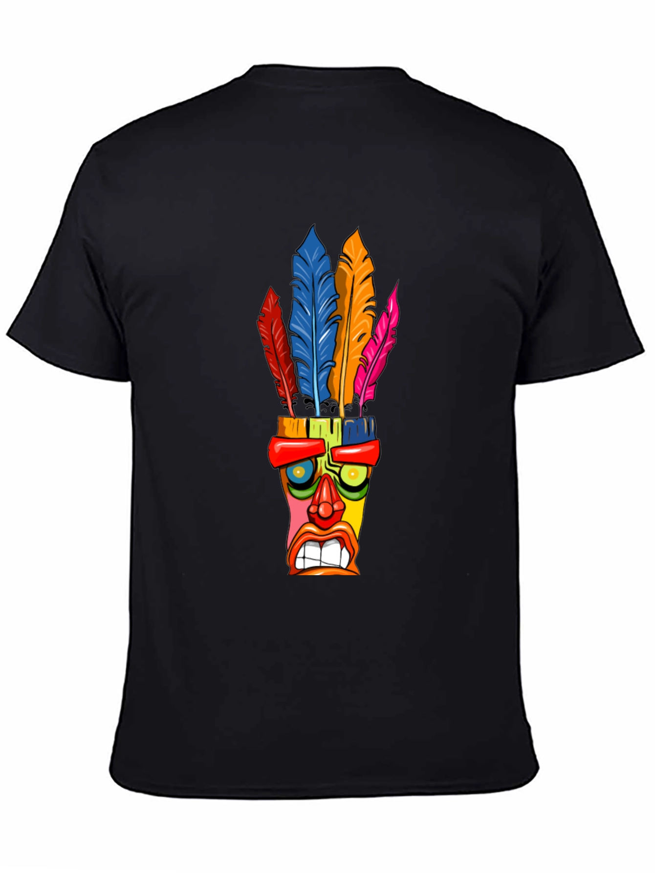 Camiseta Negra con Diseño Tiki Tribal