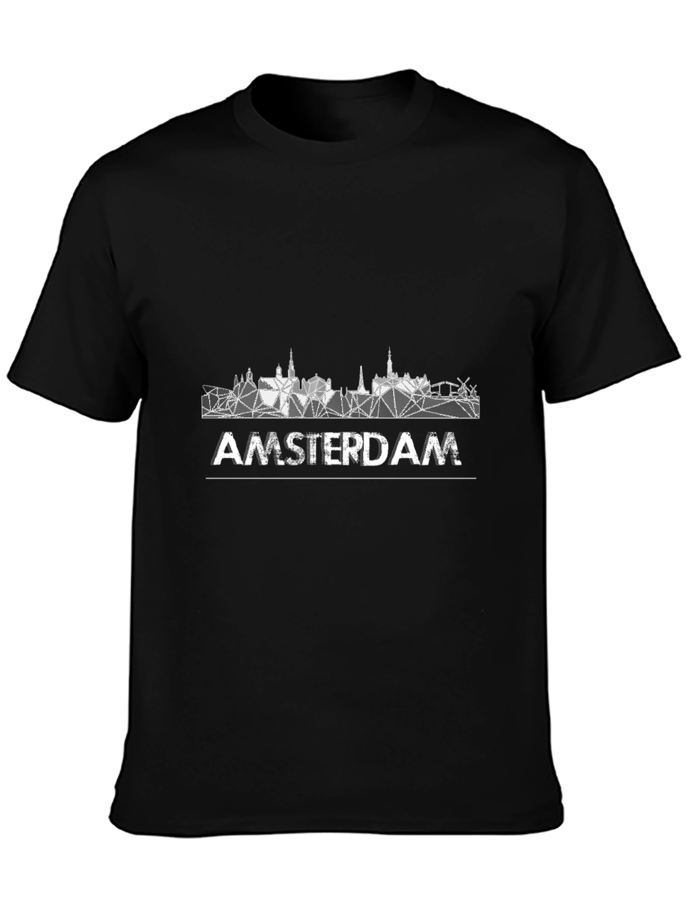 Camiseta Negra Hombre - Diseño Amsterdam