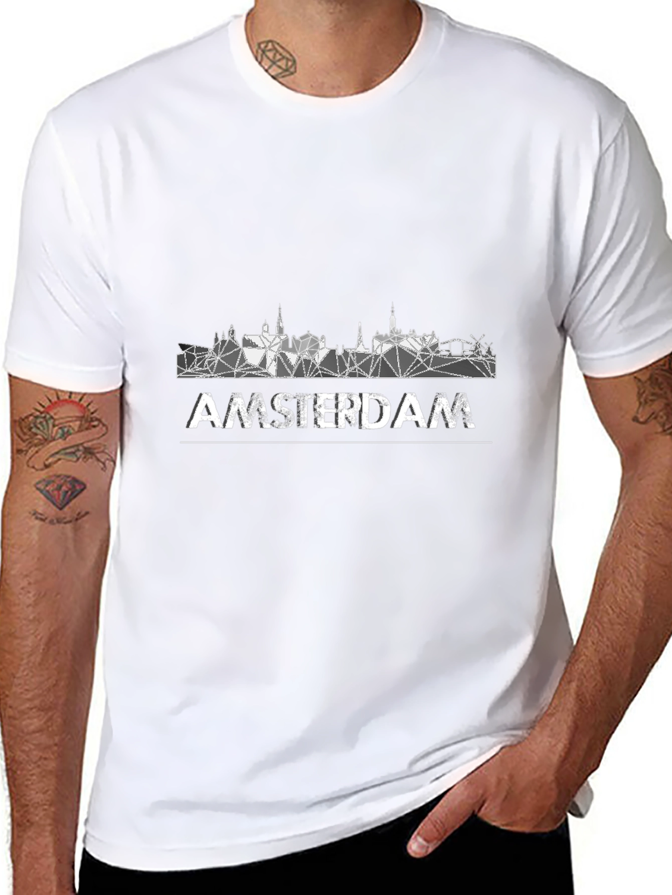 Camiseta Negra Hombre - Diseño Amsterdam