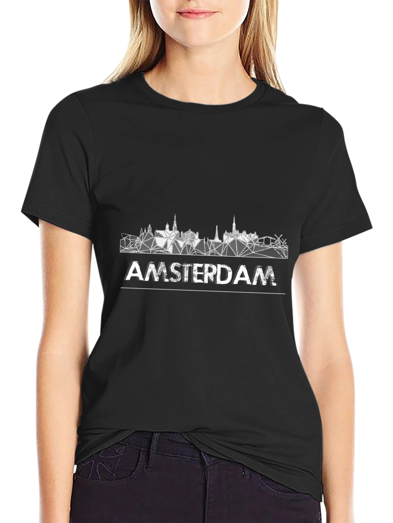 Camiseta Negra Hombre - Diseño Amsterdam