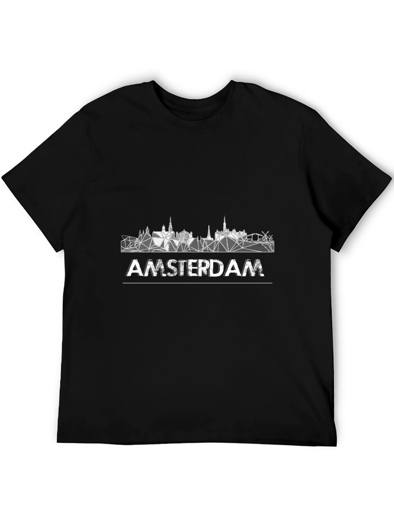 Camiseta Negra Hombre - Diseño Amsterdam