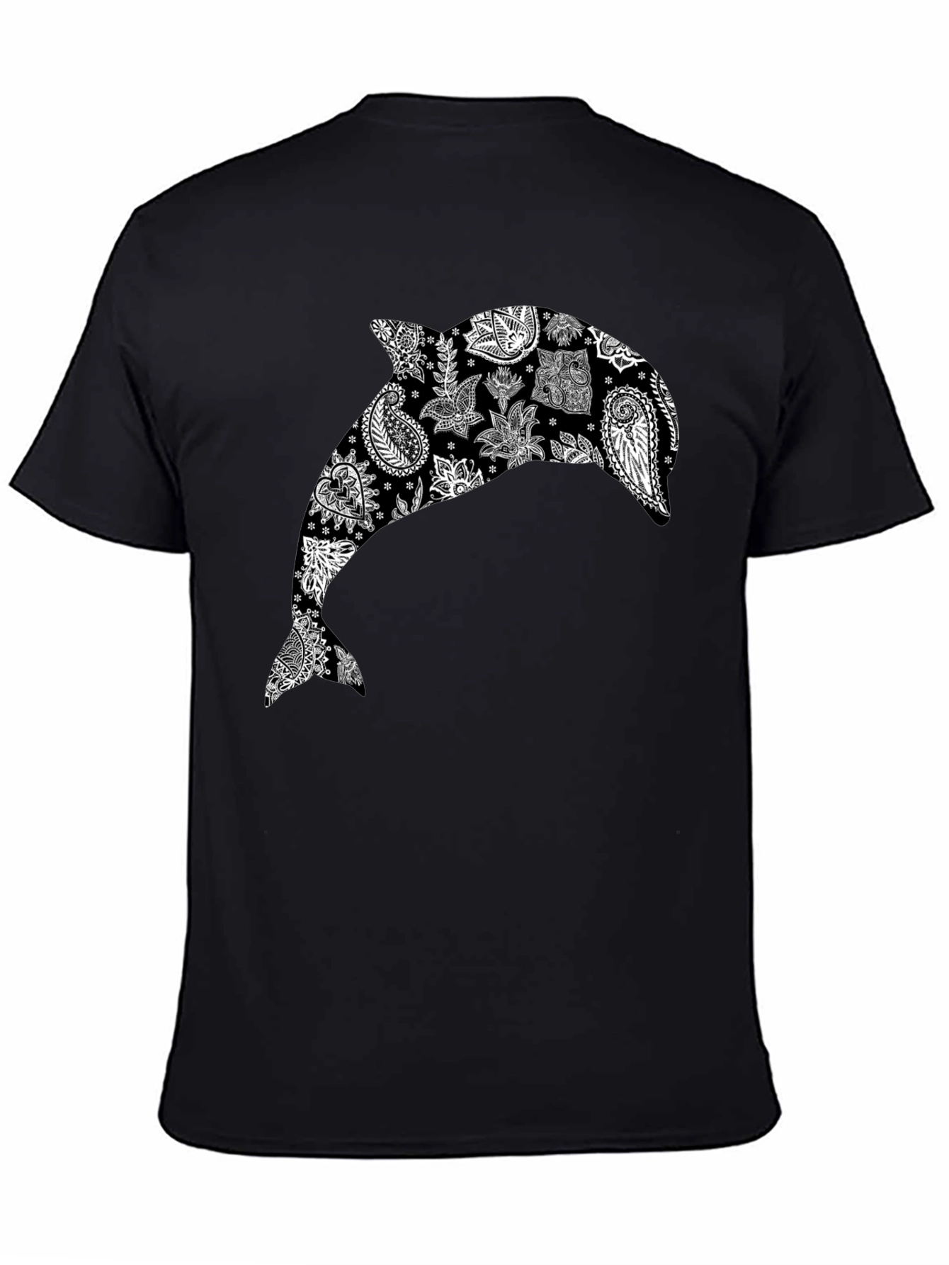 Camiseta Negra con Delfín Estampado