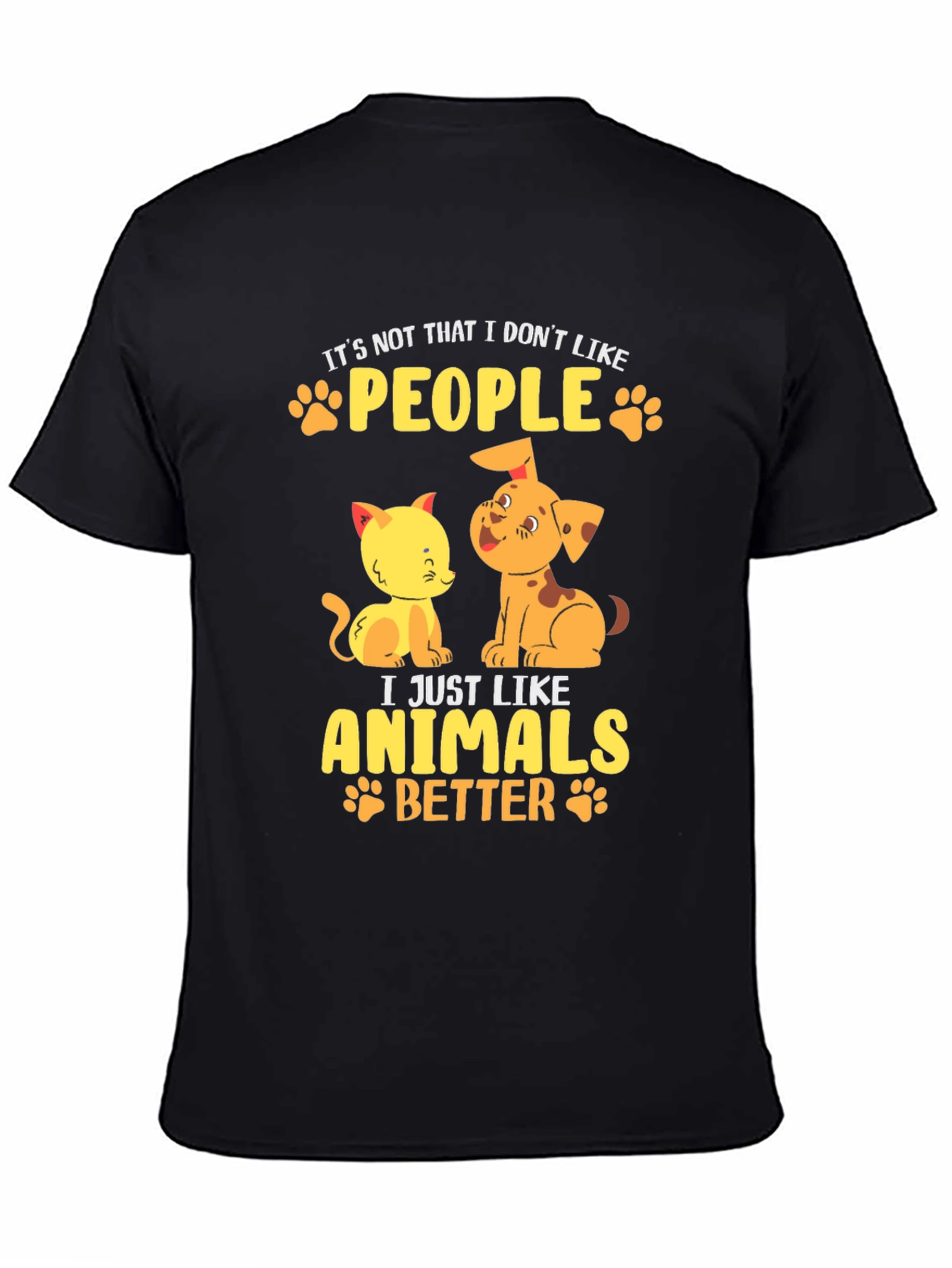 Camiseta Negra con Diseño de Mascotas: Amo los Animales