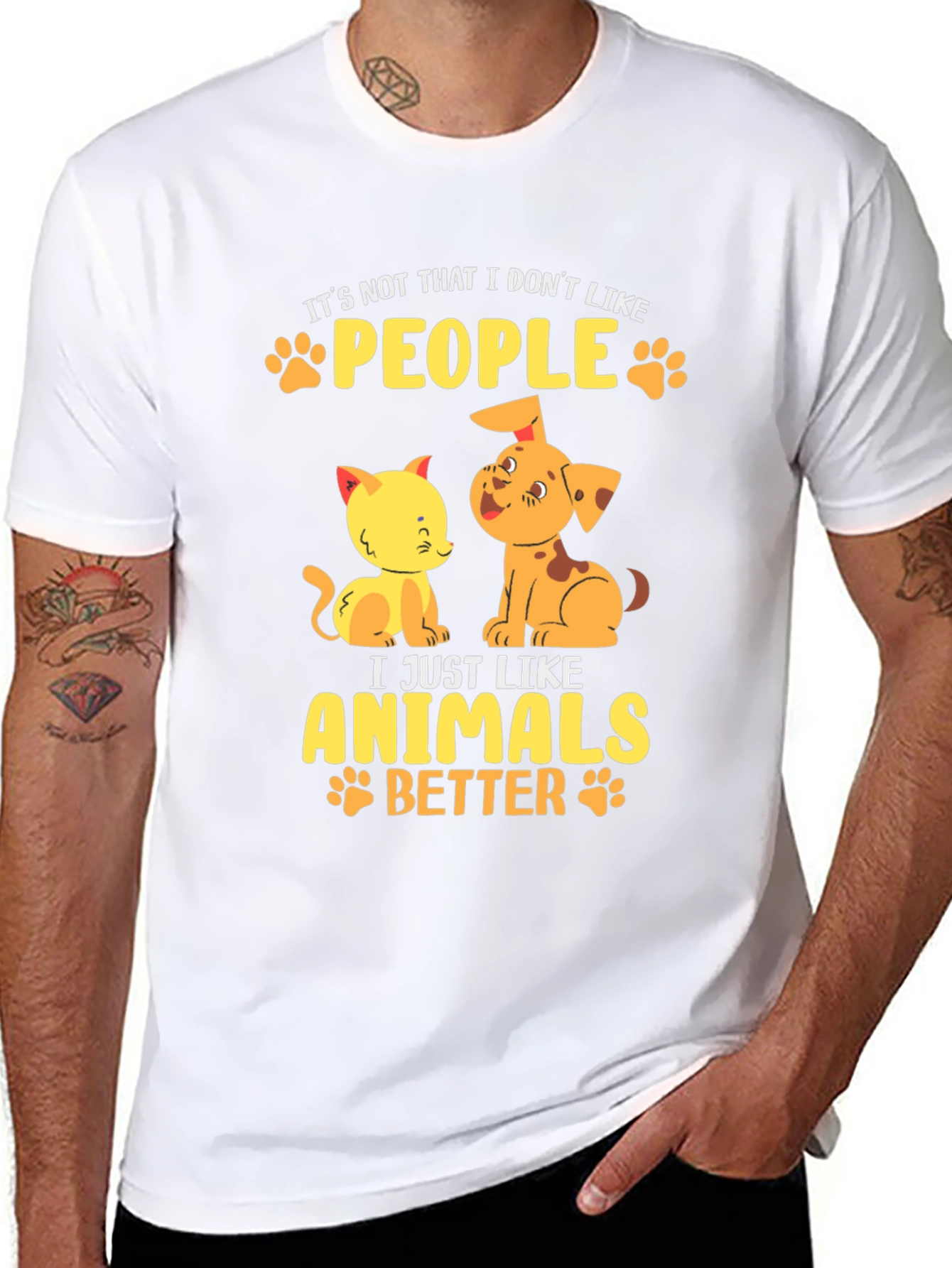 Camiseta Negra con Diseño de Mascotas: Amo los Animales