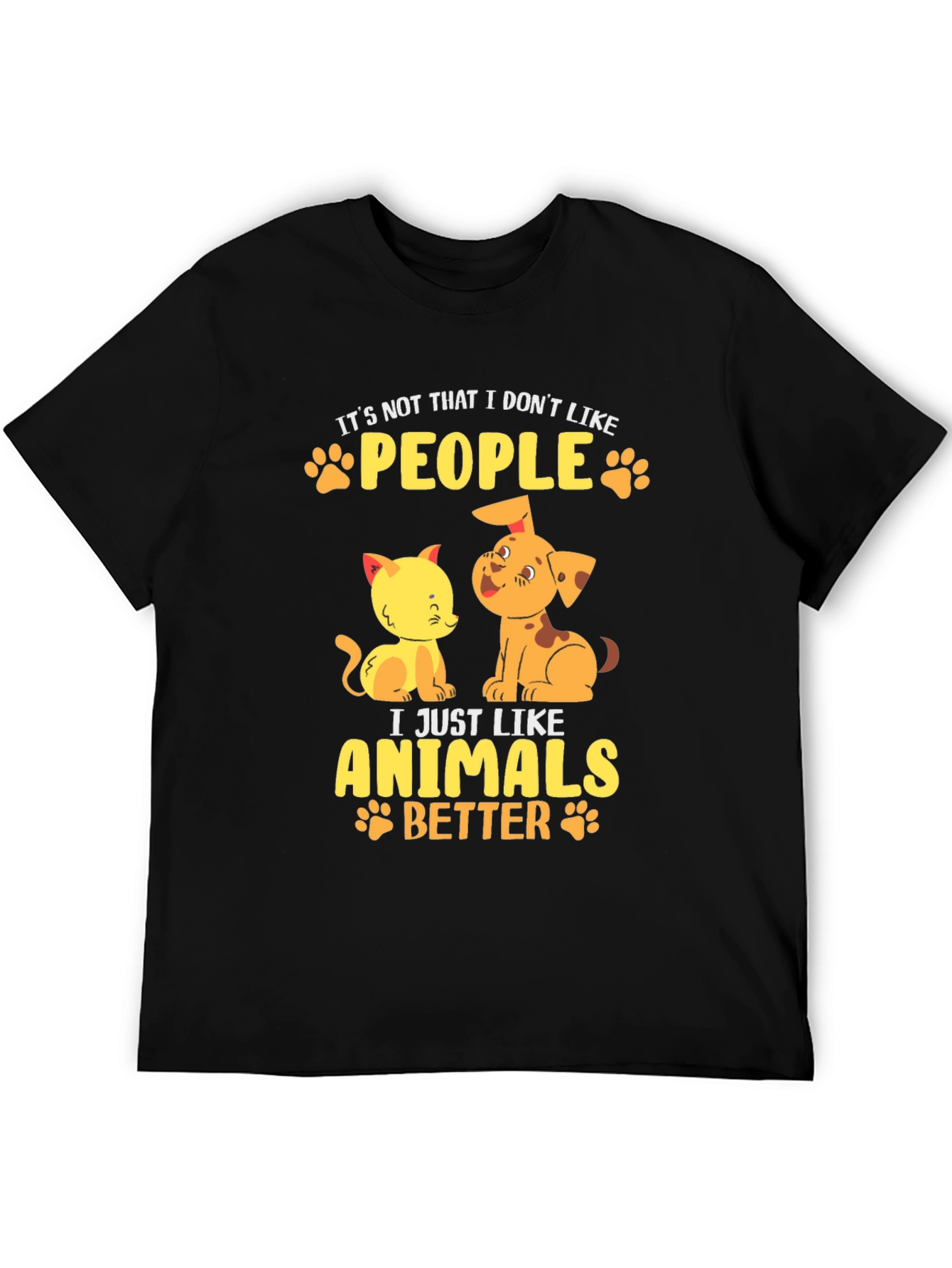Camiseta Negra con Diseño de Mascotas: Amo los Animales