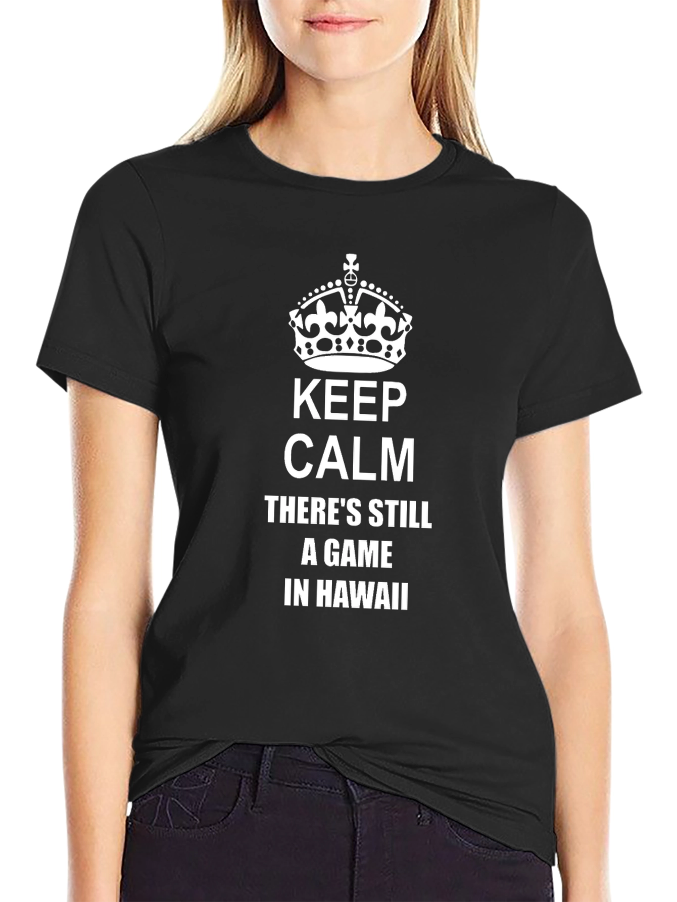 Camiseta Negra: Keep Calm Juego en Hawaii